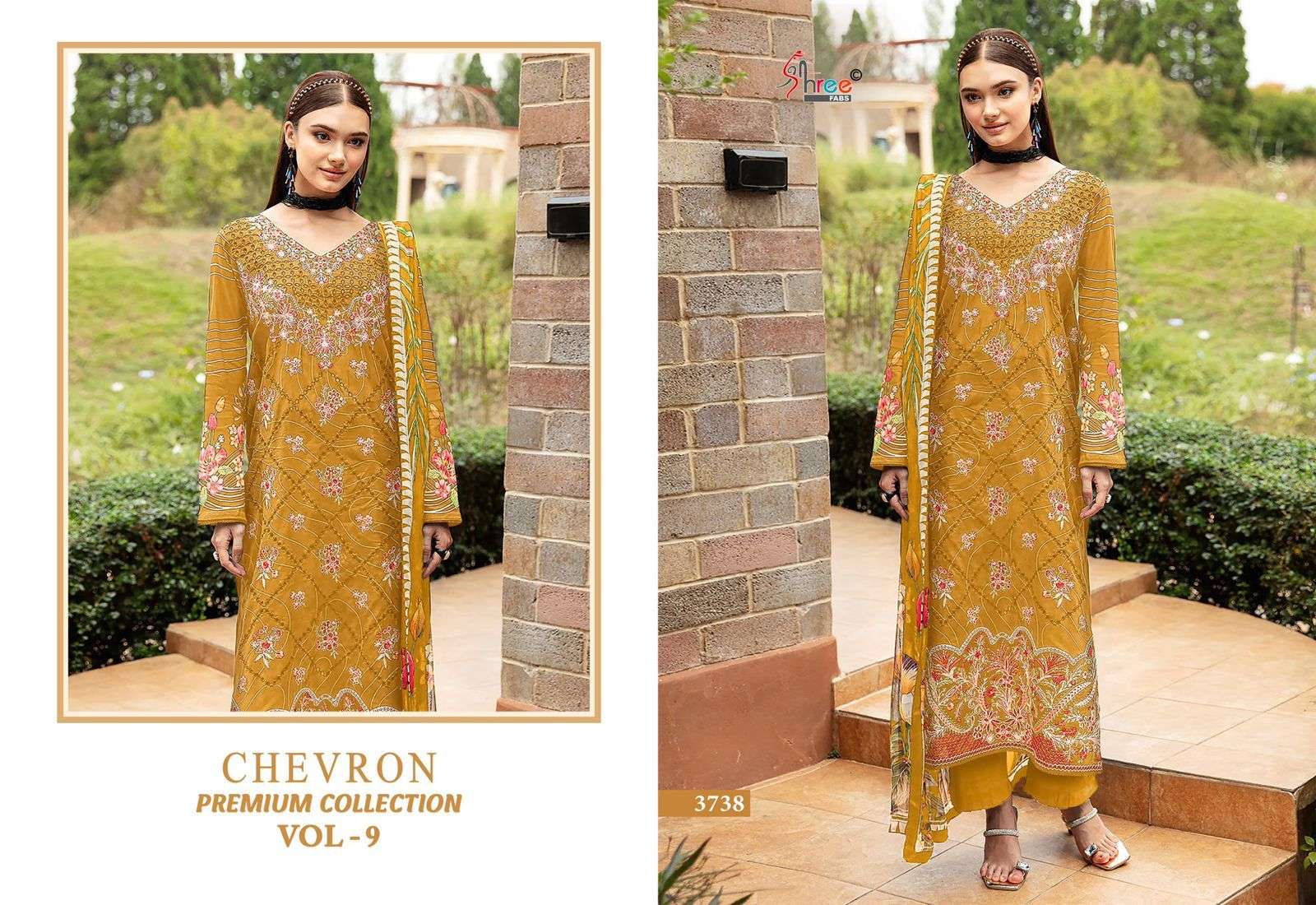SHREE FABS CHEVRON PREMIUM COLLECTION VOL 9 COTTON DESIGNER WORK SALWAR KAMEEZ 
