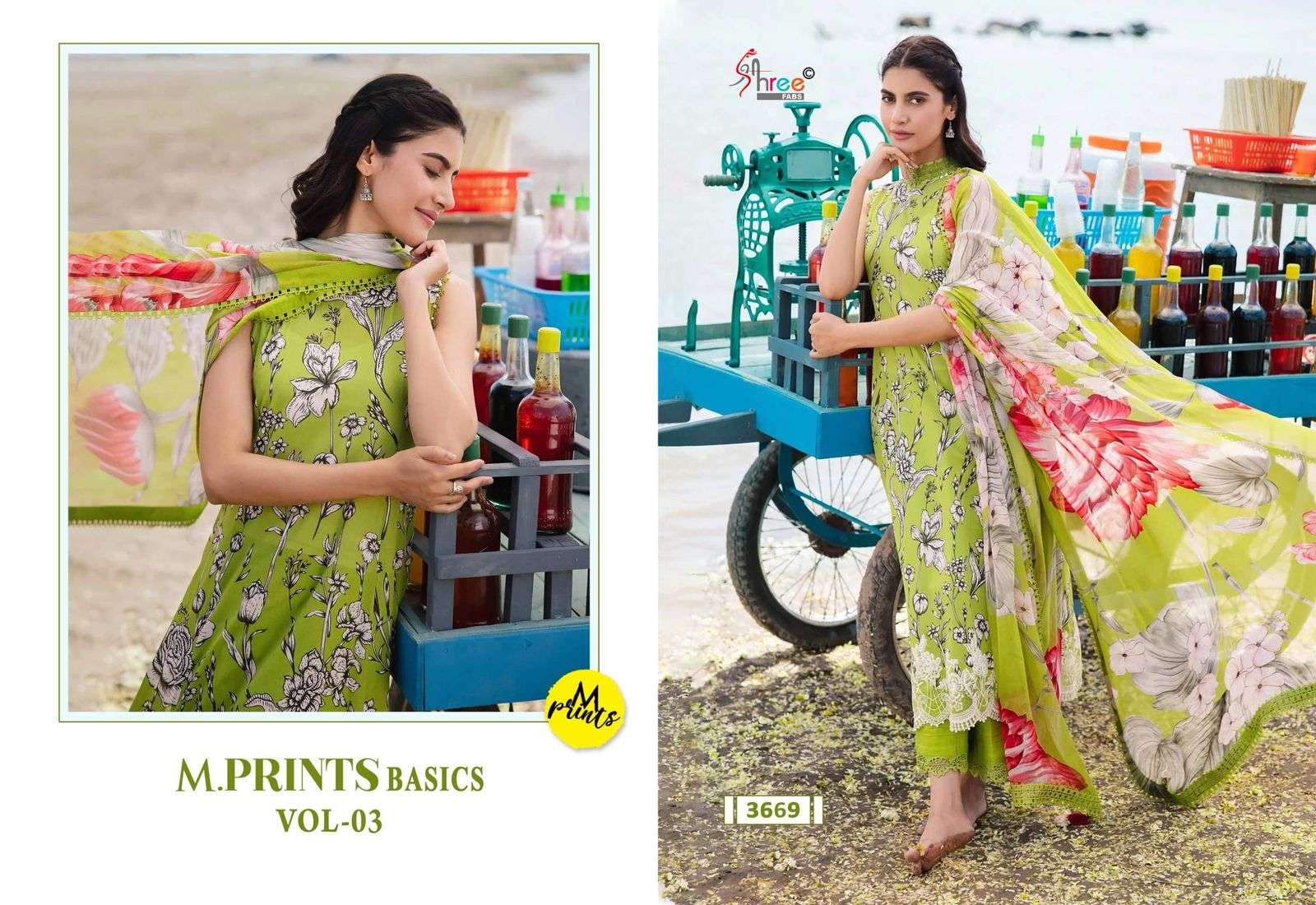 SHREE FABS M PRINTS BASICS VOL 3 COTTON FANCY WORK SALWAR KAMEEZ 