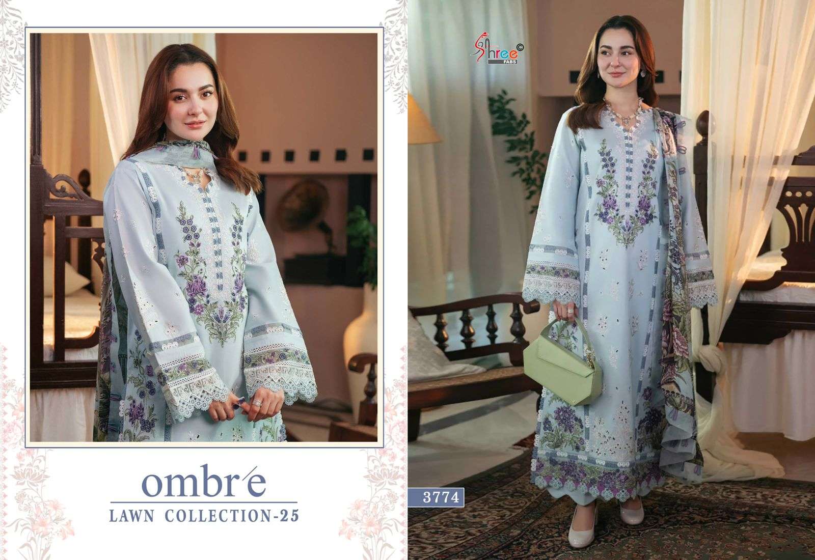 SHREE FABS OMBRE LAWN COLLECTION 25 COTTON DESIGNER WORK SUIT