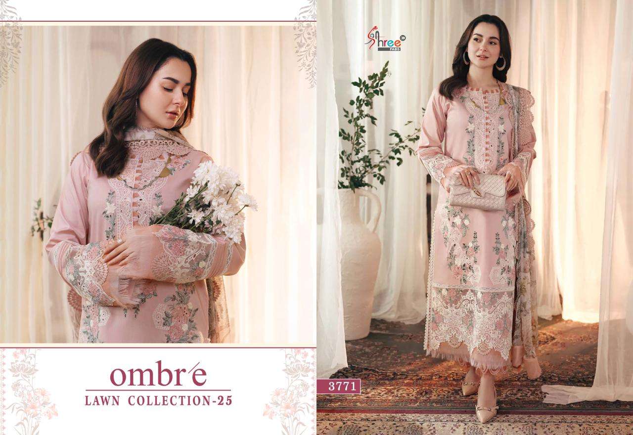 SHREE FABS OMBRE LAWN COLLECTION 25 COTTON DESIGNER WORK SUIT
