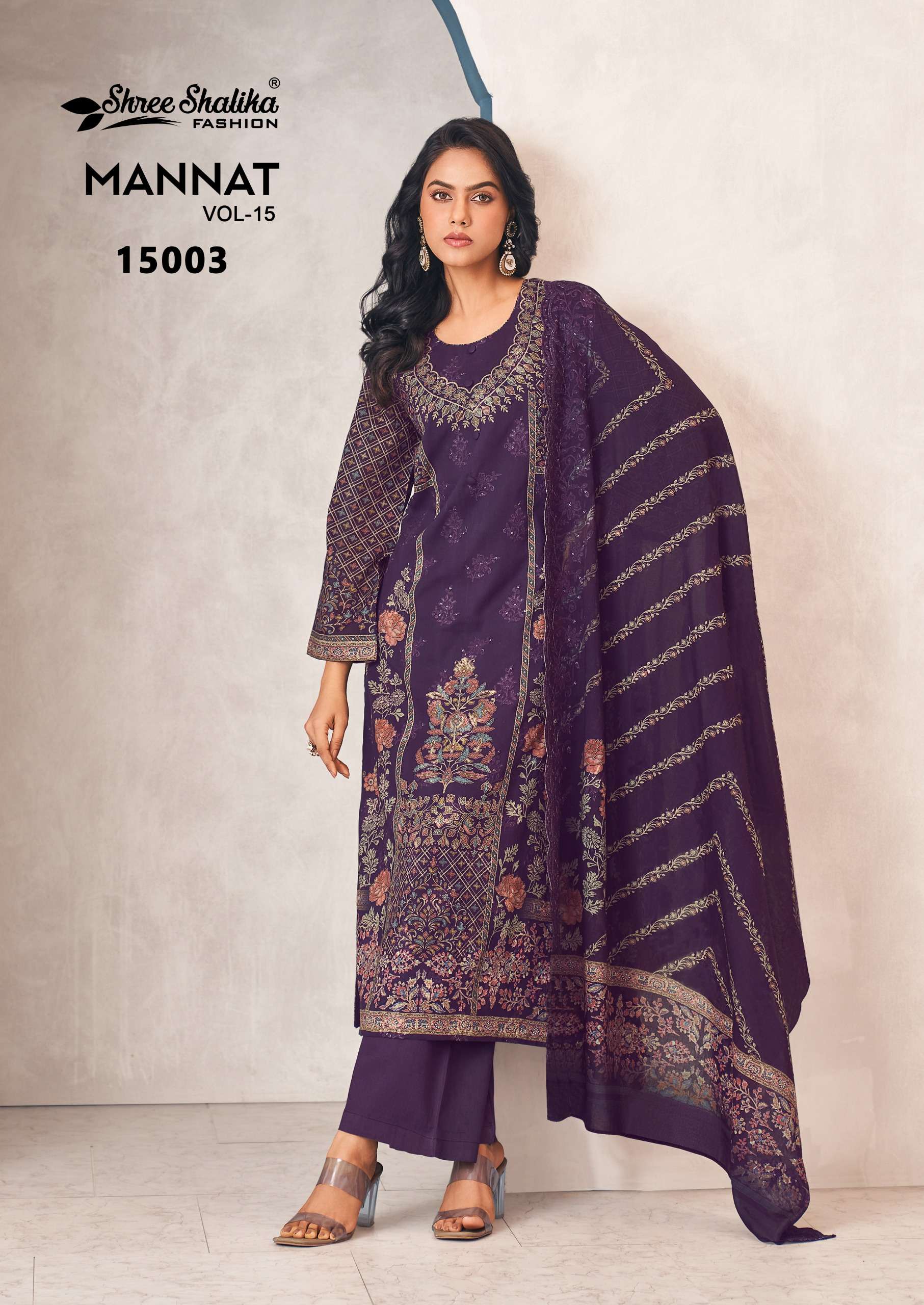 SHREE SHALIKA FASHION MANNAT VOL 15 LAWN COTTON DESIGNER WORK SUIT