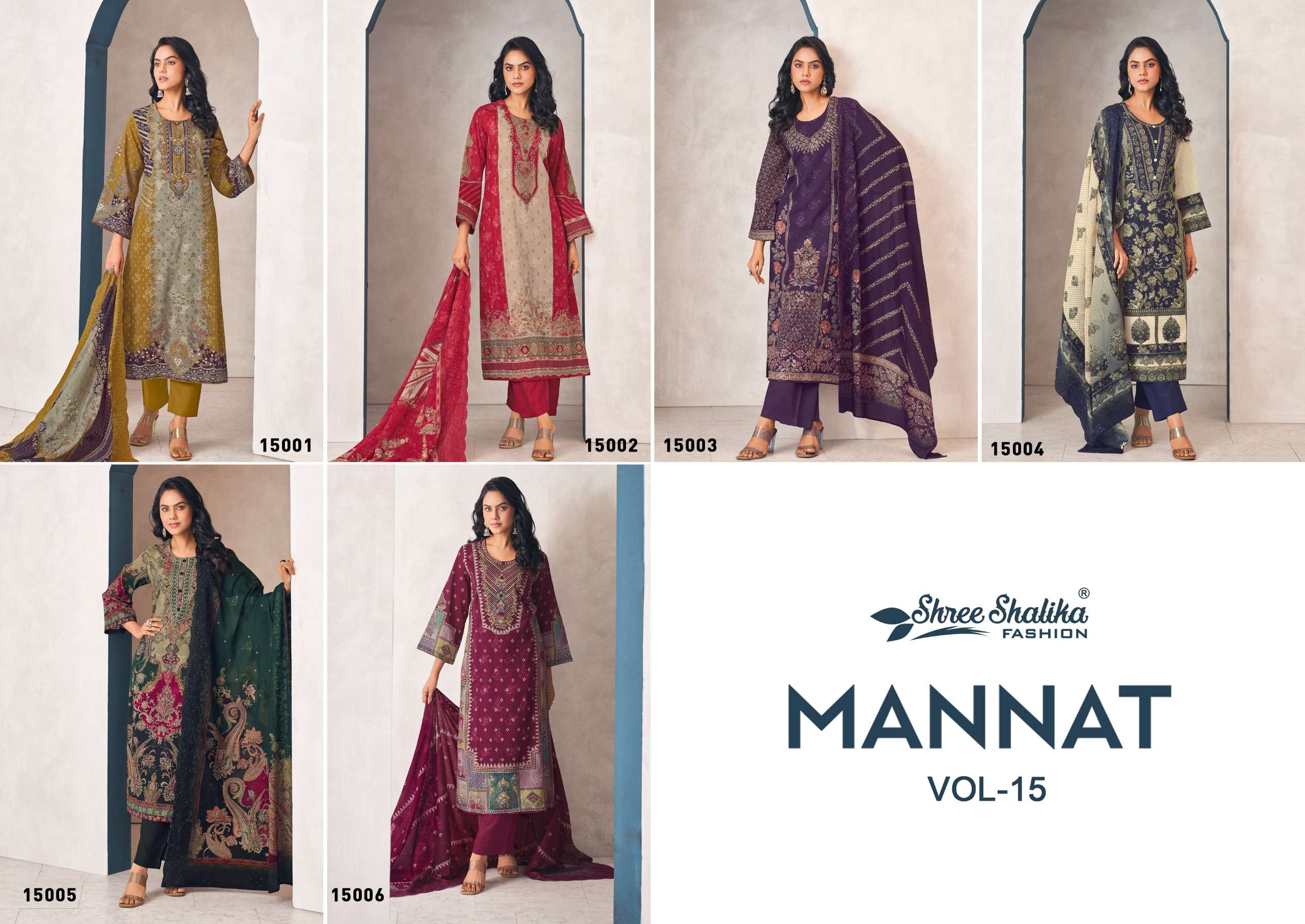 SHREE SHALIKA FASHION MANNAT VOL 15 LAWN COTTON DESIGNER WORK SUIT