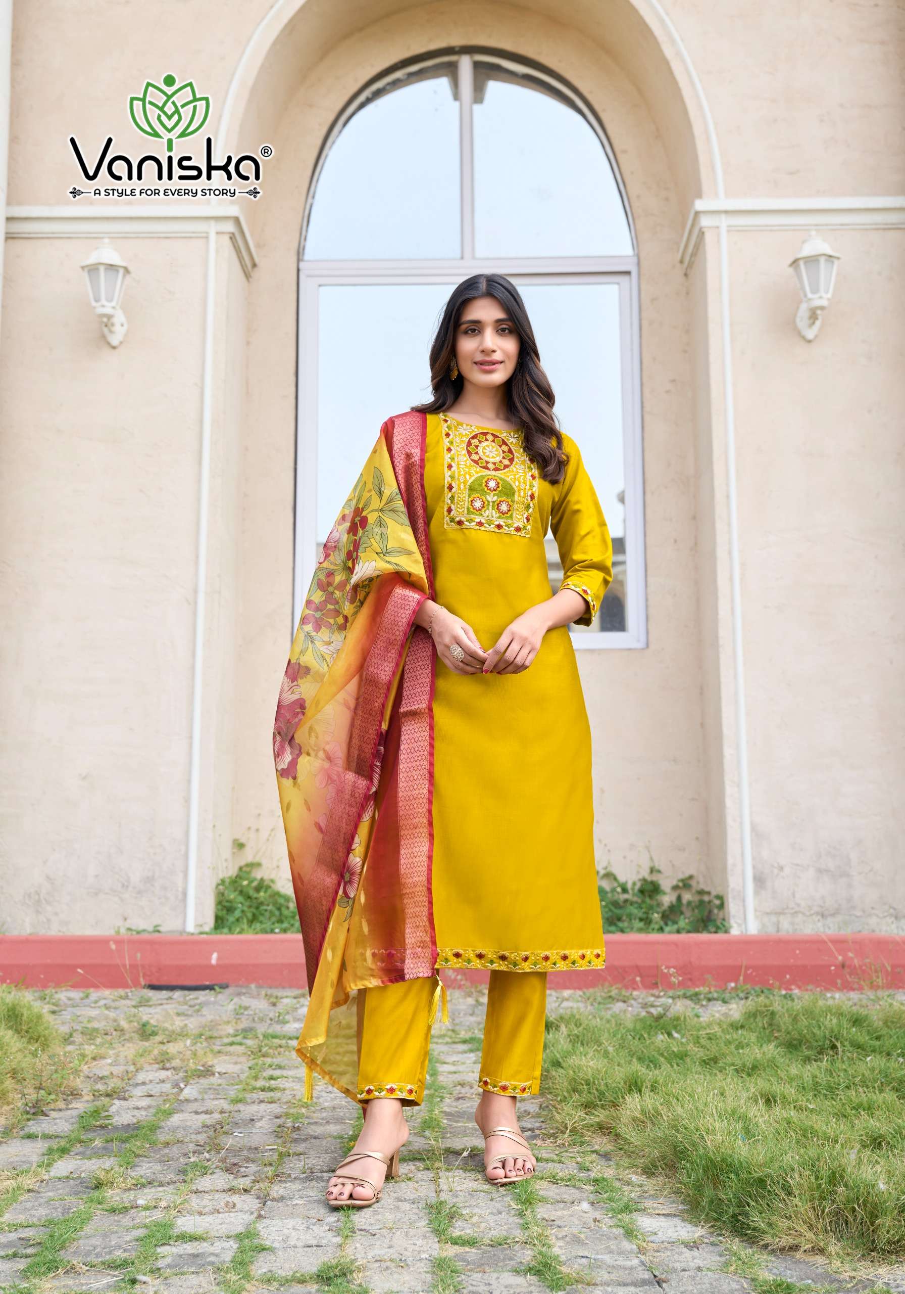 VANISKA MAHARANI VOL 1 SILK DESIGNER WORK FANCY KURTI COMBO SET 