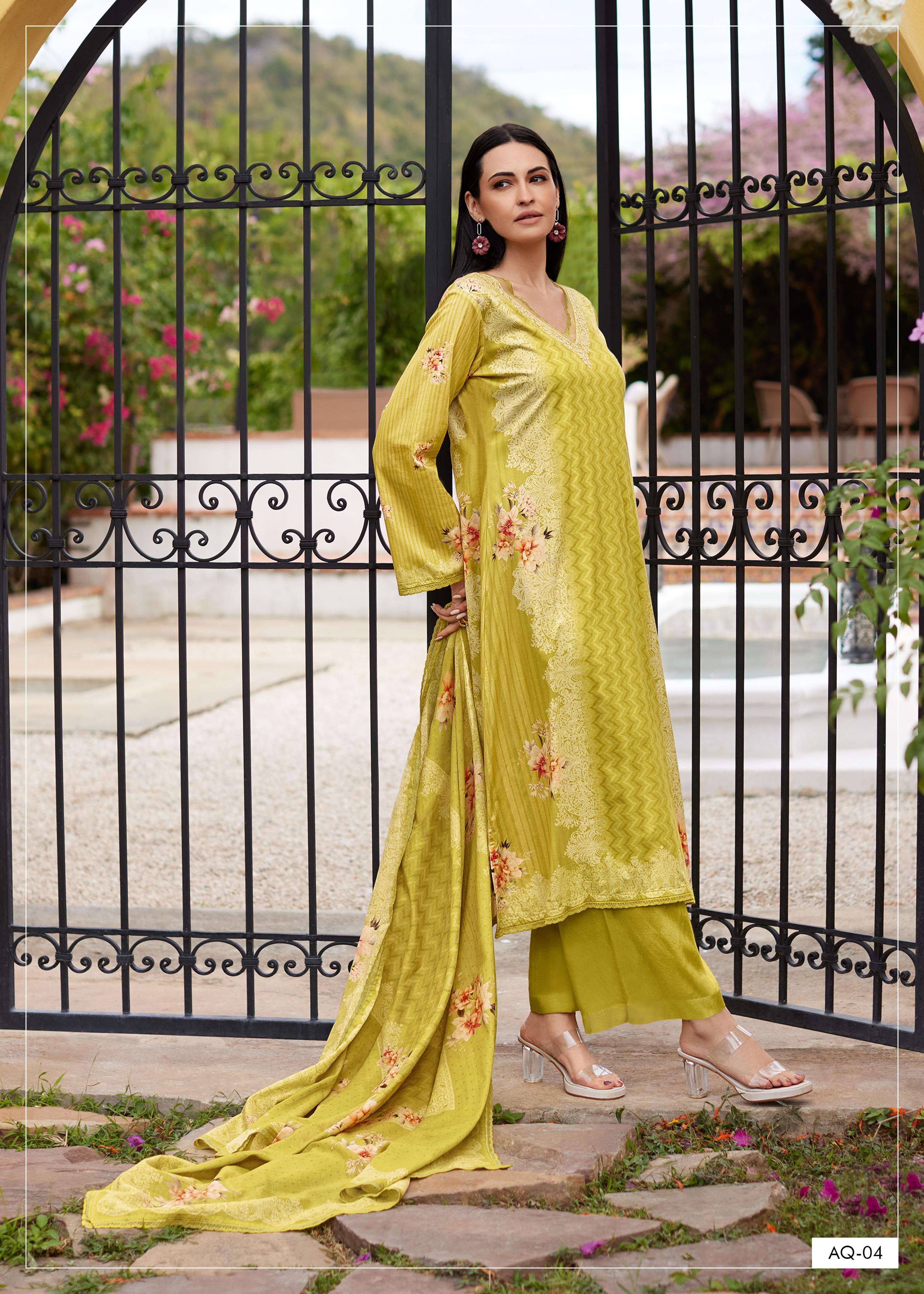 VARSHA AQUA COTTON DESIGNER HEAVY BRANDED SUIT