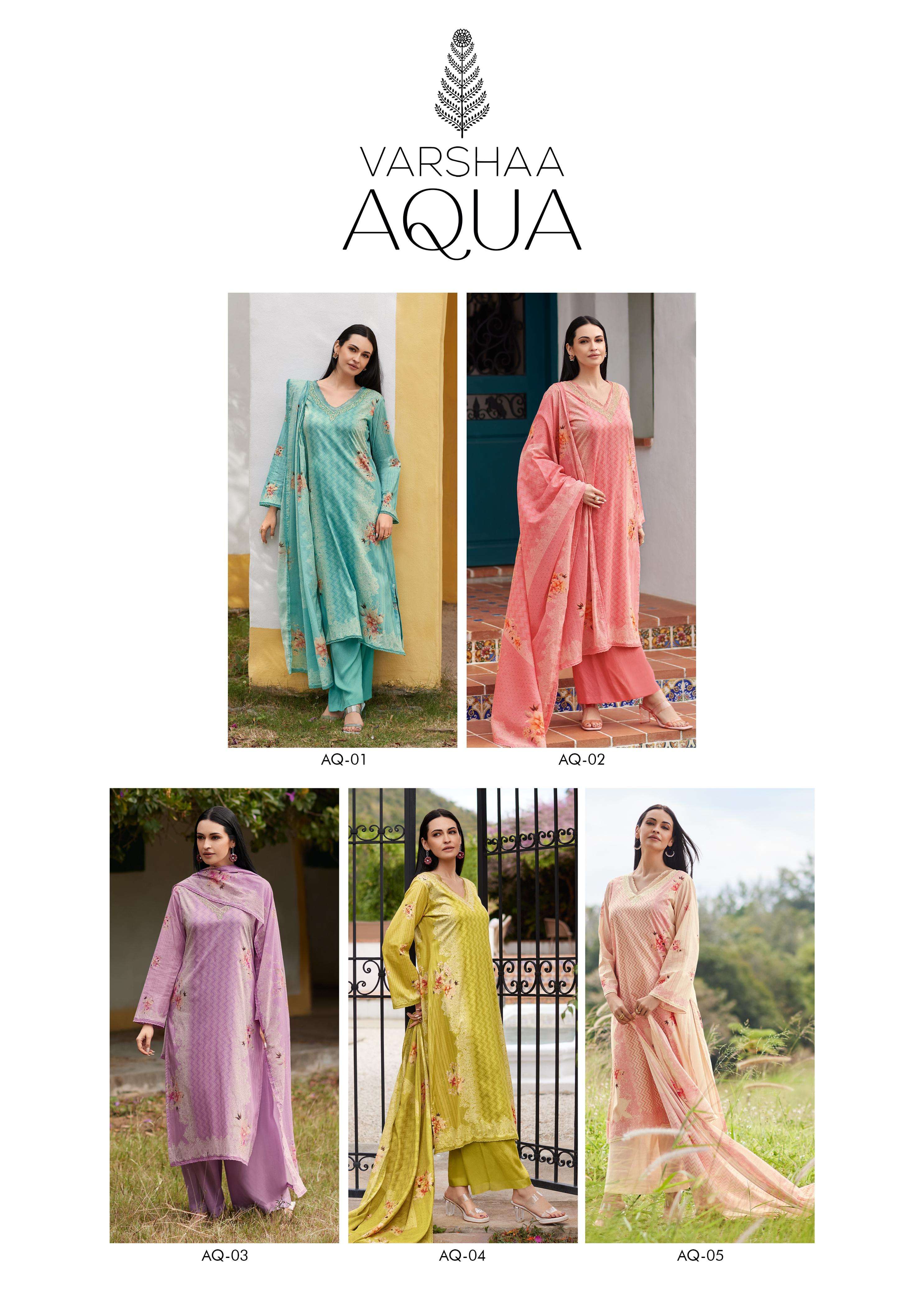 VARSHA AQUA COTTON DESIGNER HEAVY BRANDED SUIT
