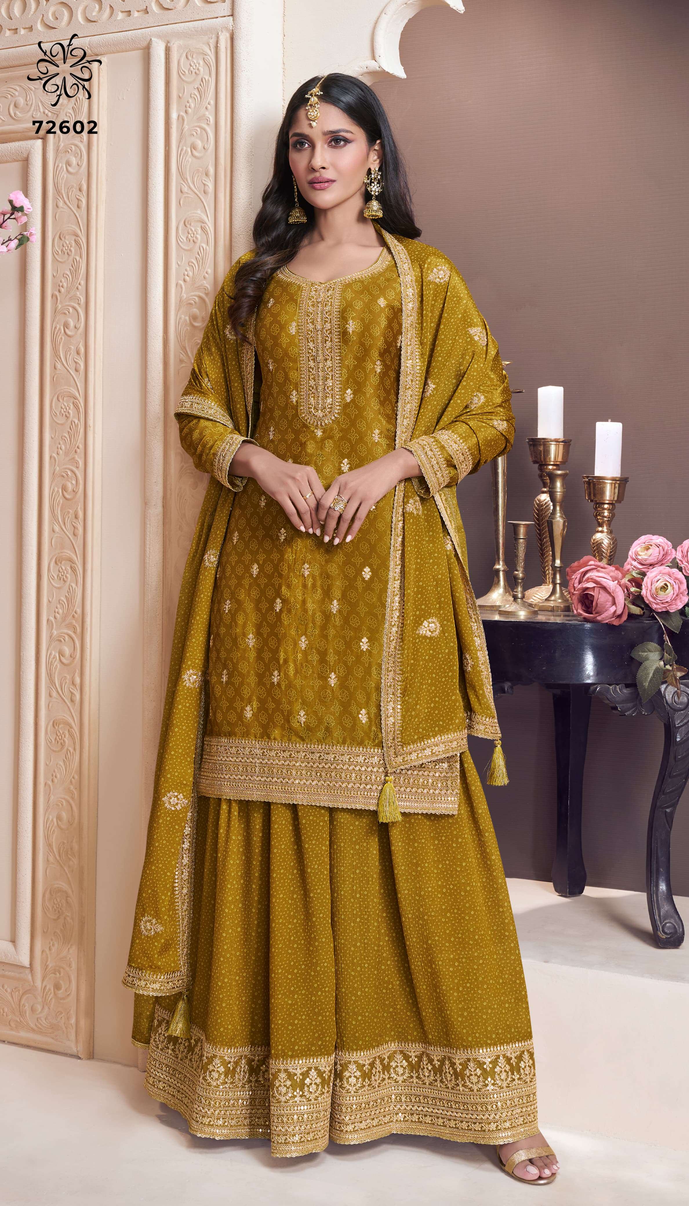VINAY FASHION KULEESH SAJANEE CHINON EMBROIDERY DESIGNER TRADITIONAL WEAR LADIES SUIT