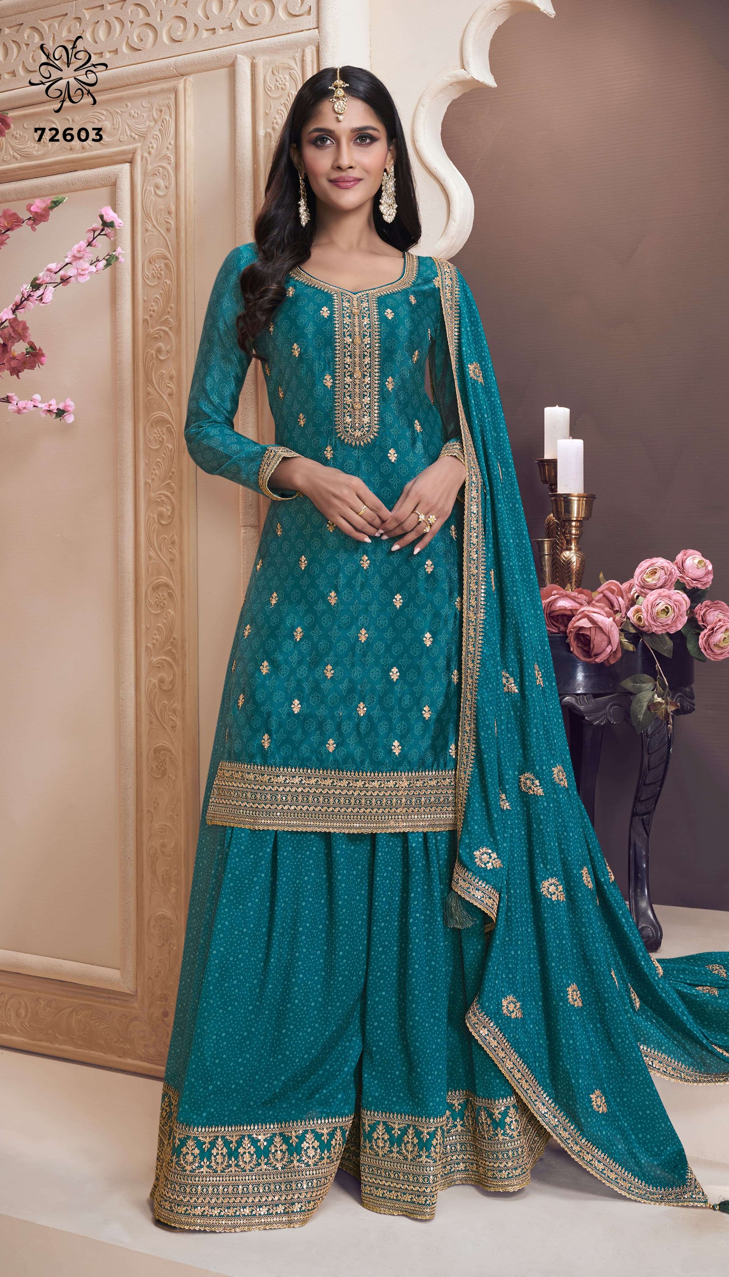 VINAY FASHION KULEESH SAJANEE CHINON EMBROIDERY DESIGNER TRADITIONAL WEAR LADIES SUIT