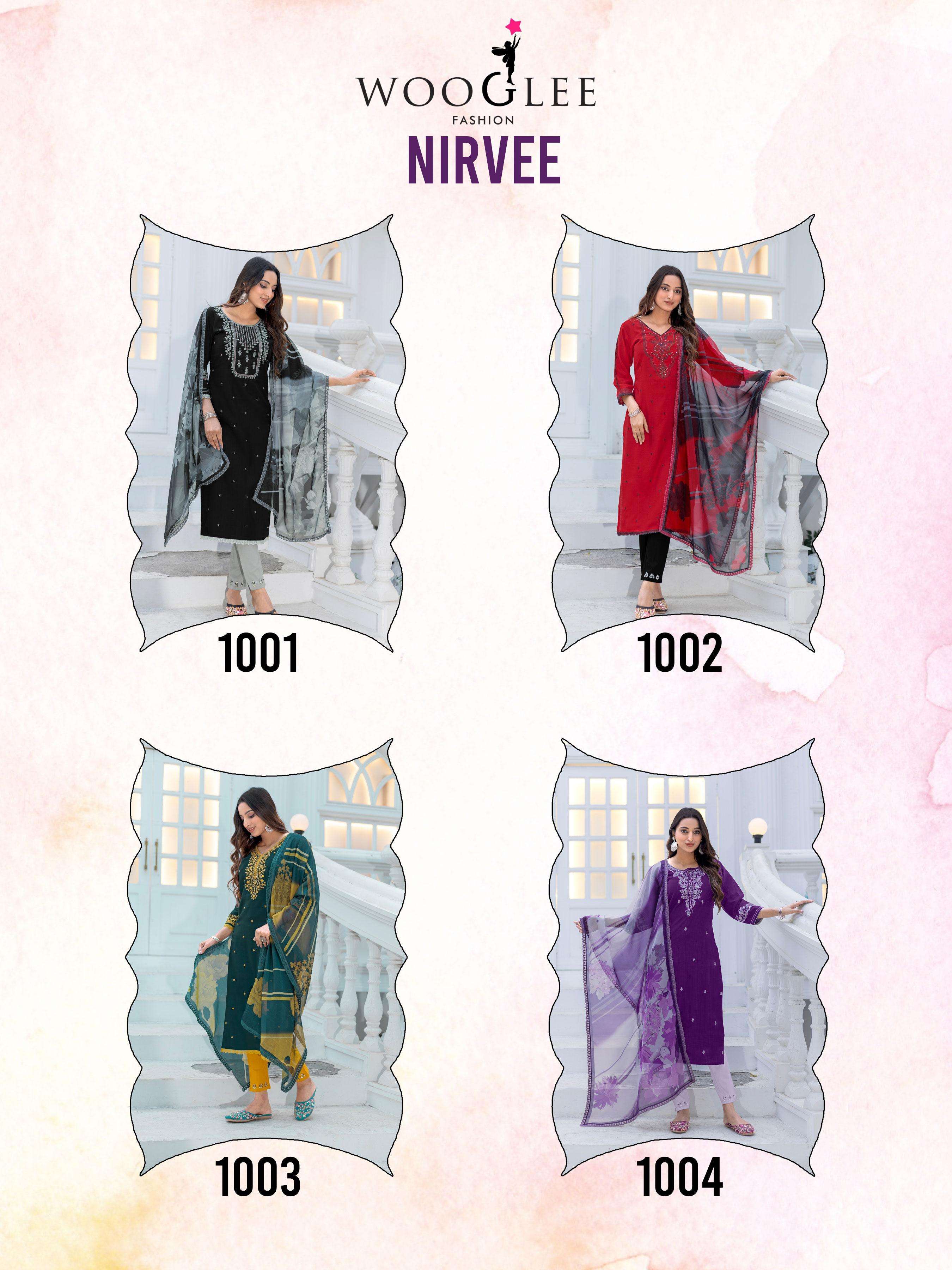 WOOGLEE NIRVEE MODAL SILK FABRIC FANCY WORK KURTI COMBO SET