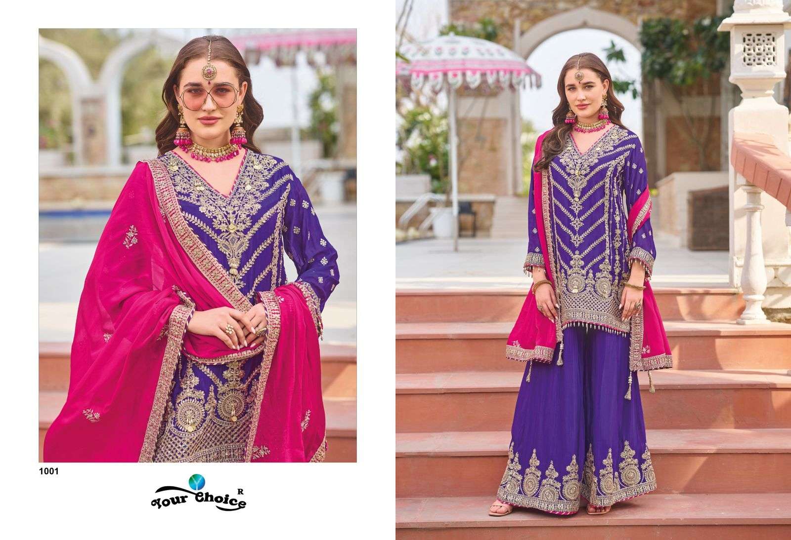 YOUR CHOICE MONALISA HEAVY EMBROIDERED WEDDING WEAR SHARARA SUIT