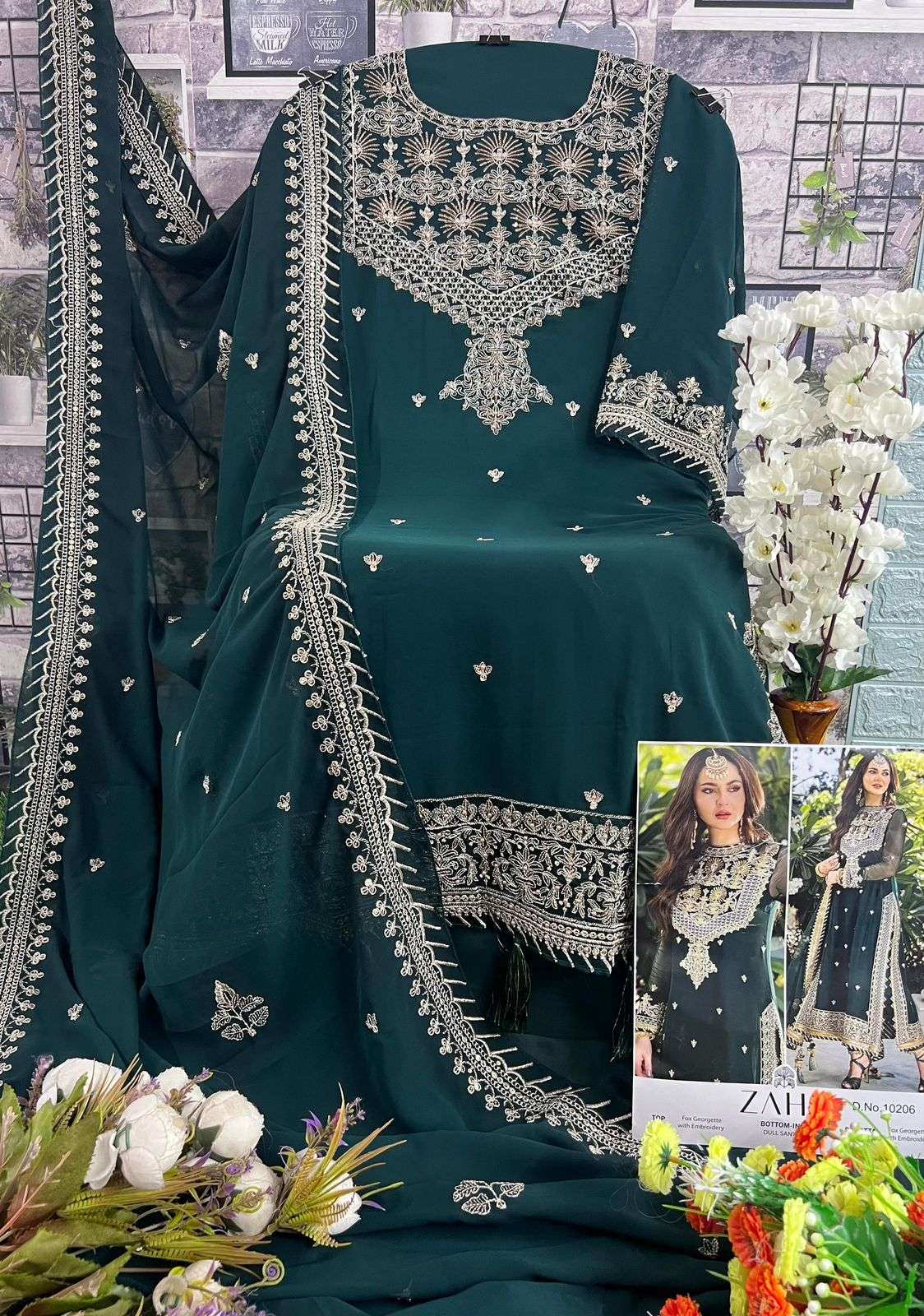ZAHA DESIGN NO - 10206 GEORGETTE HEAVY EMBROIDERED PAKISTANI SUIT