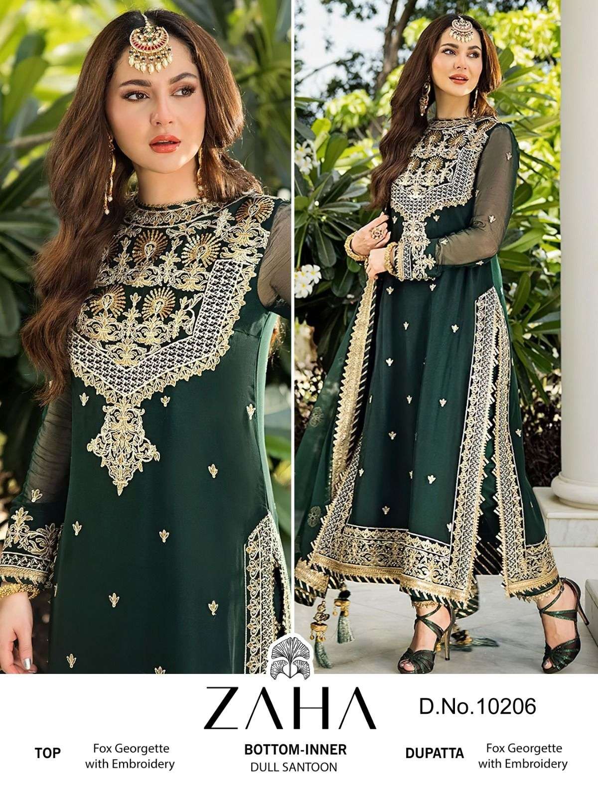 ZAHA DESIGN NO - 10206 GEORGETTE HEAVY EMBROIDERED PAKISTANI SUIT