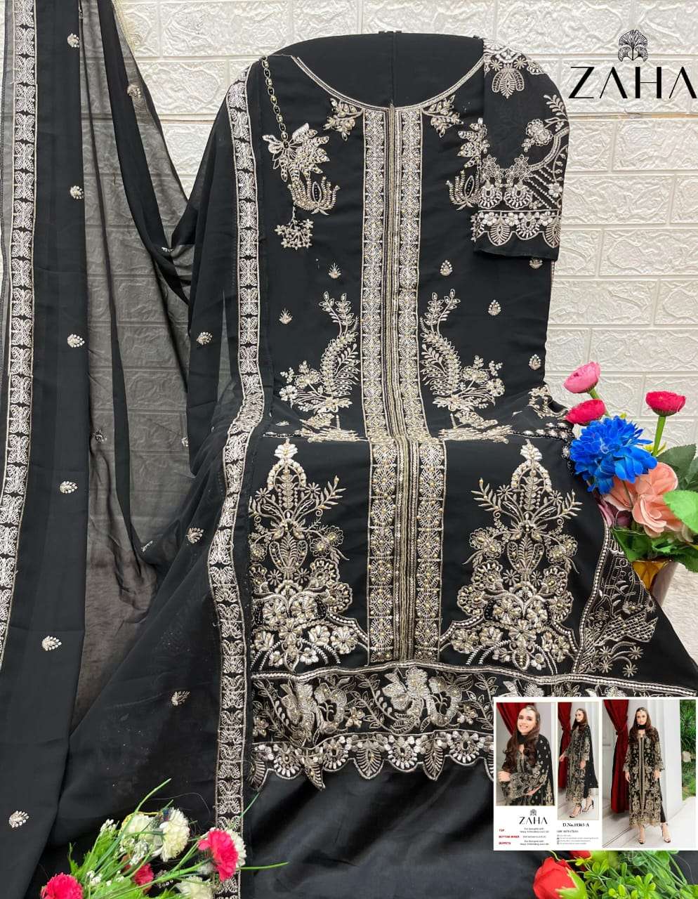 ZAHA DESIGN NO - 10363 ABCD GEORGETTE HEAVY EMBROIDERED BEAUTIFUL DESIGN PAKISTANI SUIT