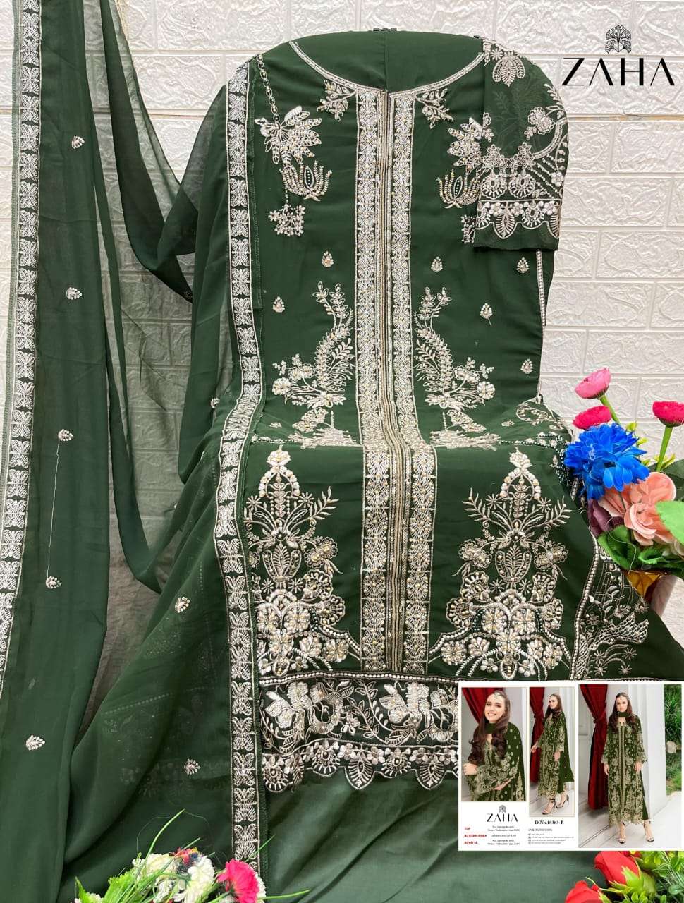 ZAHA DESIGN NO - 10363 ABCD GEORGETTE HEAVY EMBROIDERED BEAUTIFUL DESIGN PAKISTANI SUIT