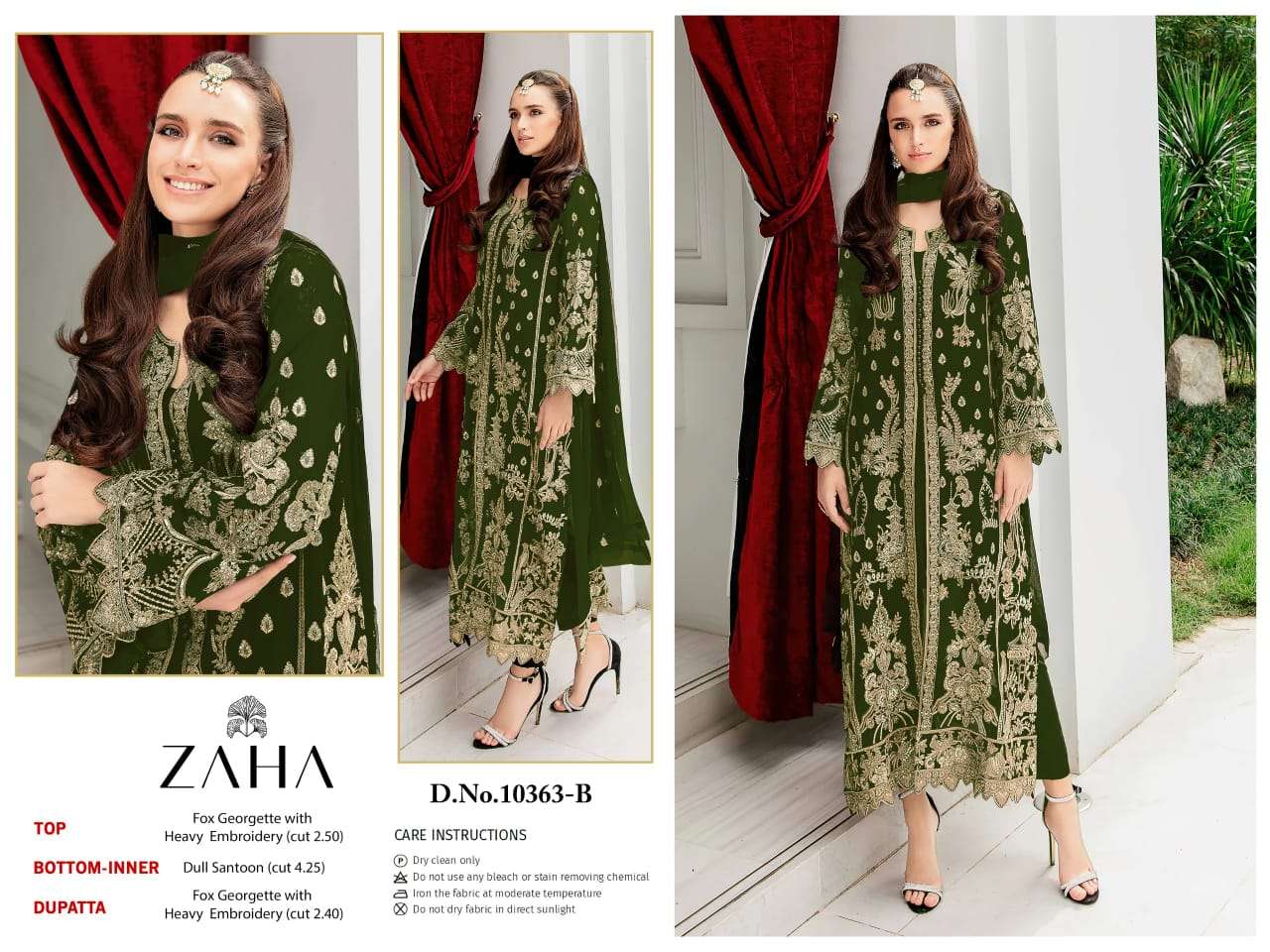 ZAHA DESIGN NO - 10363 ABCD GEORGETTE HEAVY EMBROIDERED BEAUTIFUL DESIGN PAKISTANI SUIT