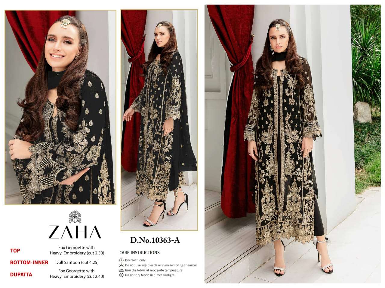 ZAHA DESIGN NO - 10363 ABCD GEORGETTE HEAVY EMBROIDERED BEAUTIFUL DESIGN PAKISTANI SUIT