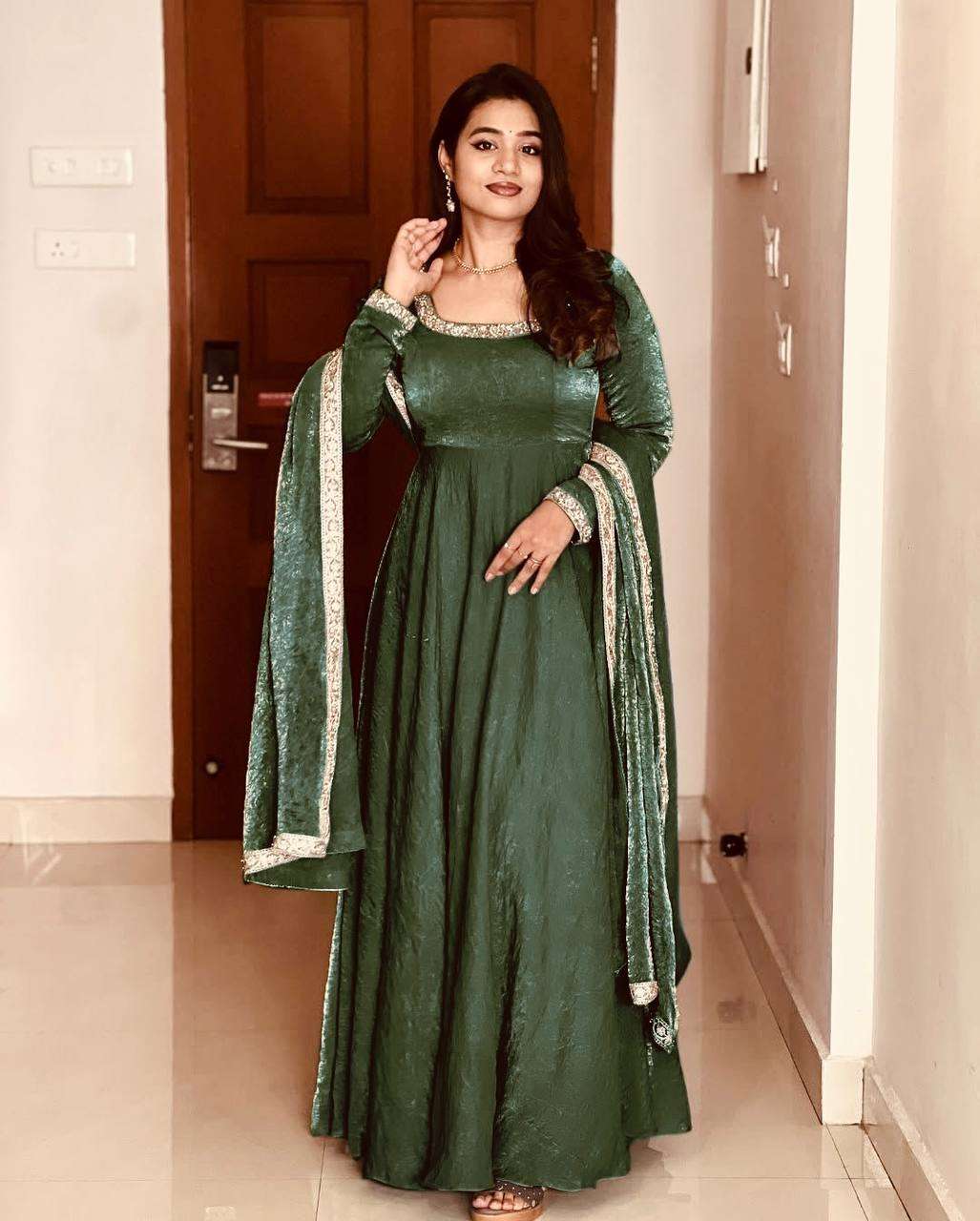 ZF 407 SILK PARTY WEAR LOOK DESIGNER GOWN WITH DUPATTA SET