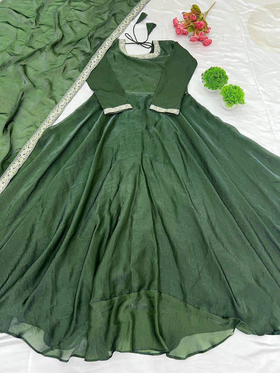 ZF 407 SILK PARTY WEAR LOOK DESIGNER GOWN WITH DUPATTA SET