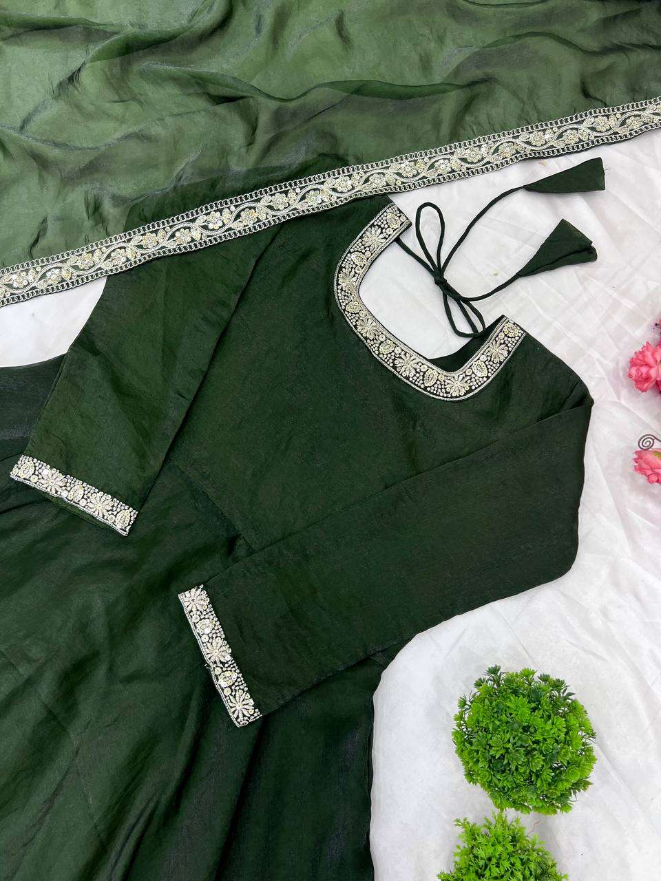 ZF 407 SILK PARTY WEAR LOOK DESIGNER GOWN WITH DUPATTA SET