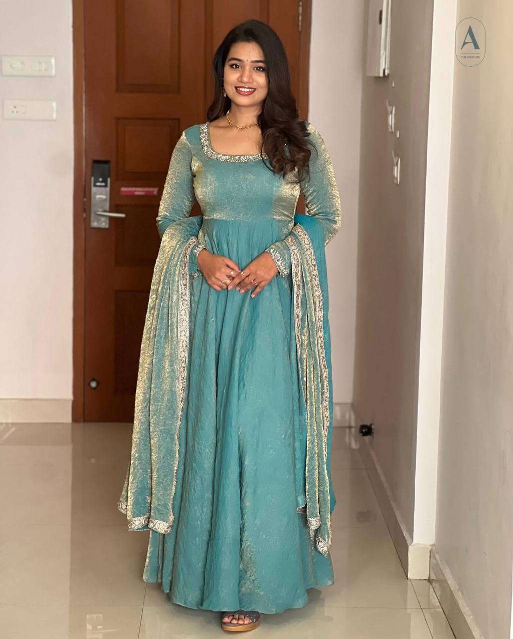 ZF 407 SILK PARTY WEAR LOOK DESIGNER GOWN WITH DUPATTA SET