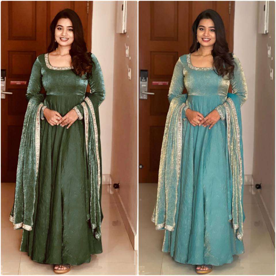 ZF 407 SILK PARTY WEAR LOOK DESIGNER GOWN WITH DUPATTA SET