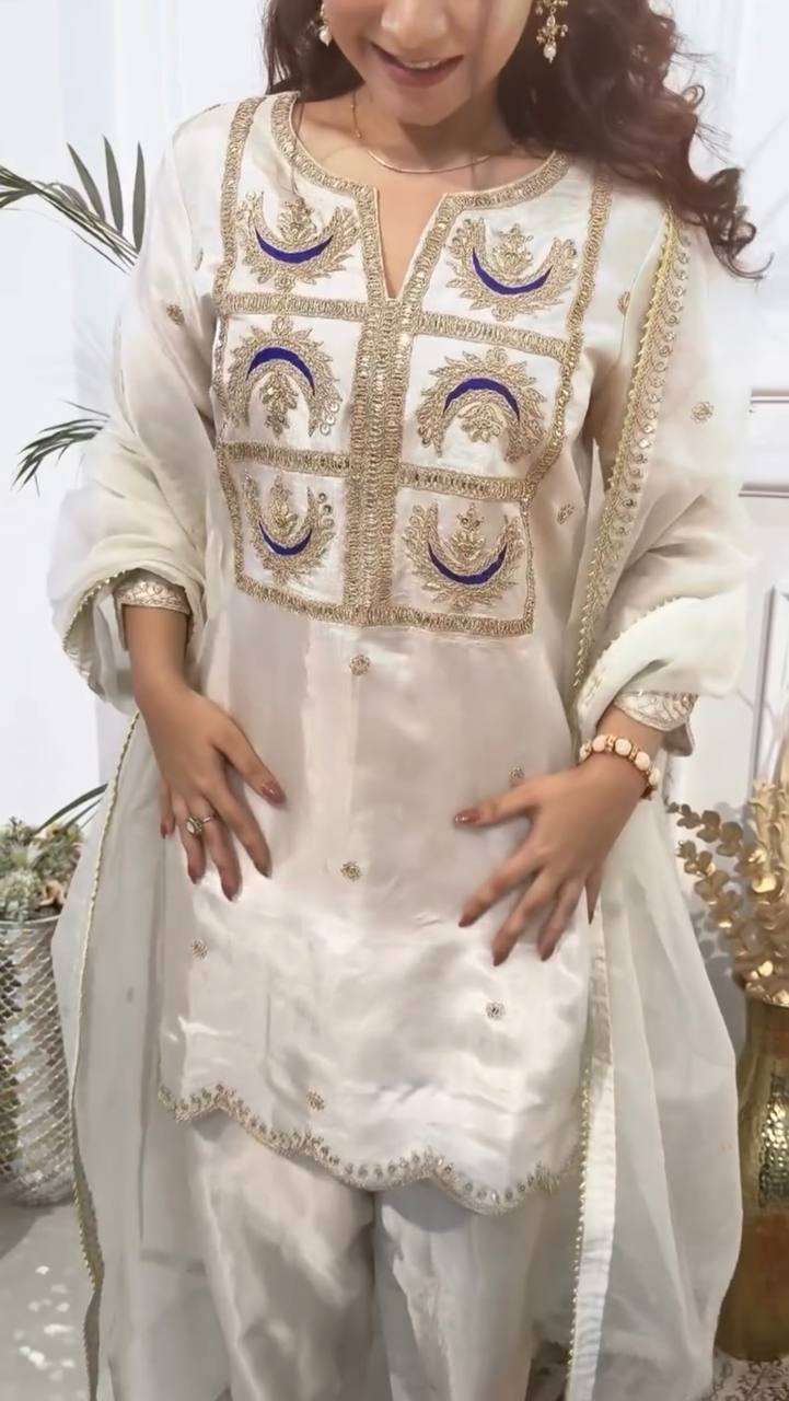 ZSR 3105 SILK FANCY SEQUENCE EMBROIDERY WORK LADIES SUIT