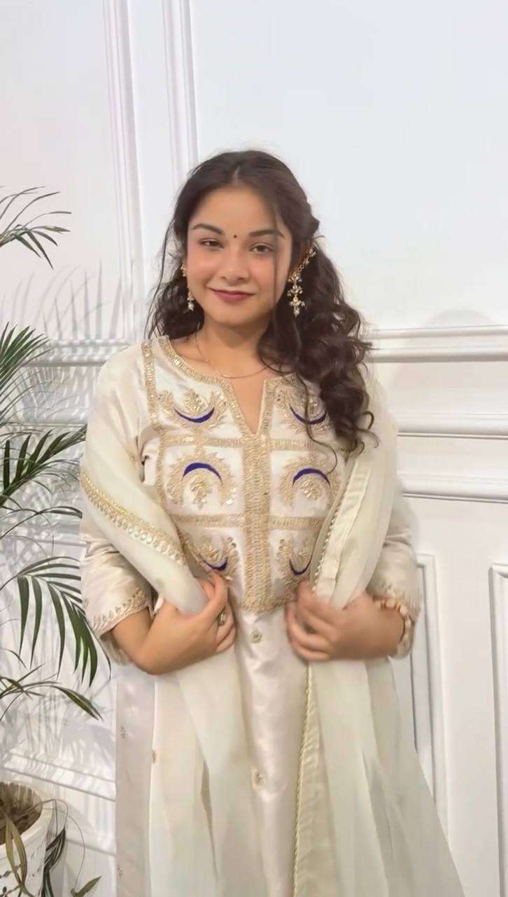 ZSR 3105 SILK FANCY SEQUENCE EMBROIDERY WORK LADIES SUIT