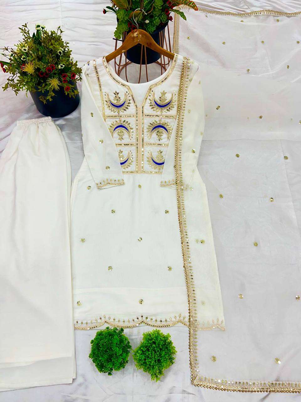 ZSR 3105 SILK FANCY SEQUENCE EMBROIDERY WORK LADIES SUIT