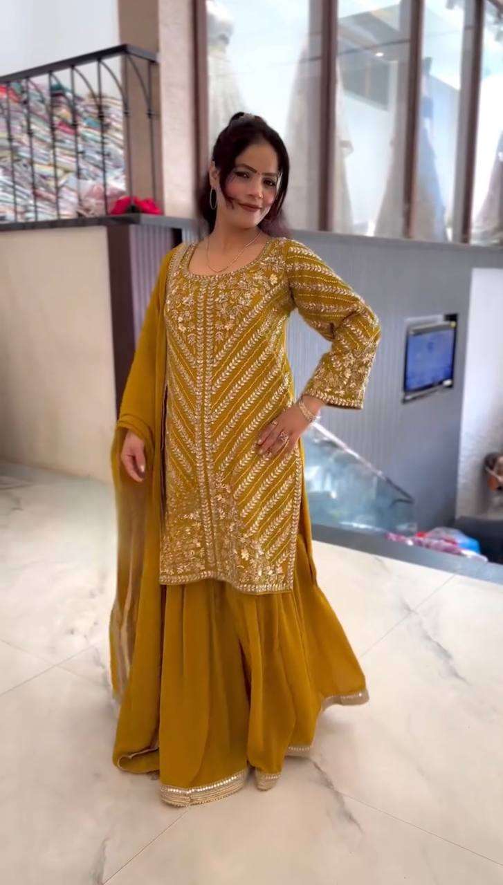ZSR 3106 GEORGETTE HEAVY DESIGNER WEDDING HALDI FUNCTION WEAR SUIT
