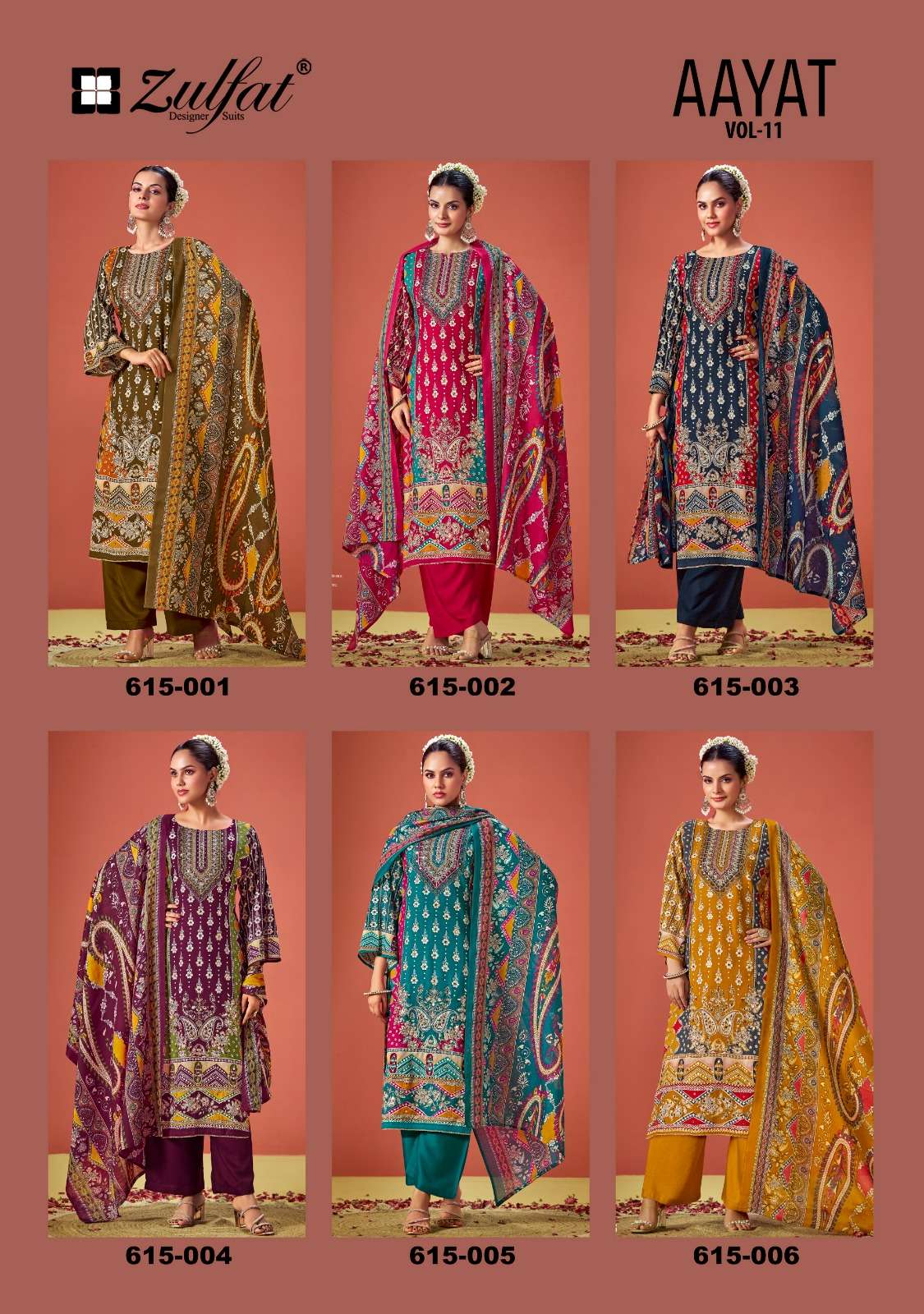 ZULFAT DESIGNER SUITS AAYAT VOL 11 VISCOSE FANCY WORK SUIT
