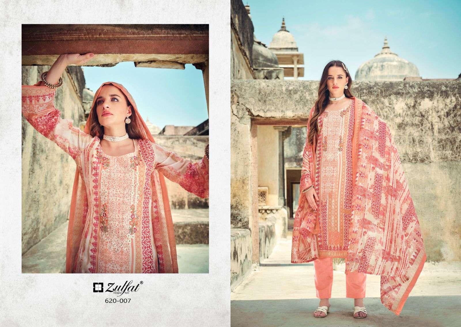  ZULFAT DESIGNER SUITS GULNAAZ COTTON DESIGNER PRINT WITH FANCY WORK SUIT