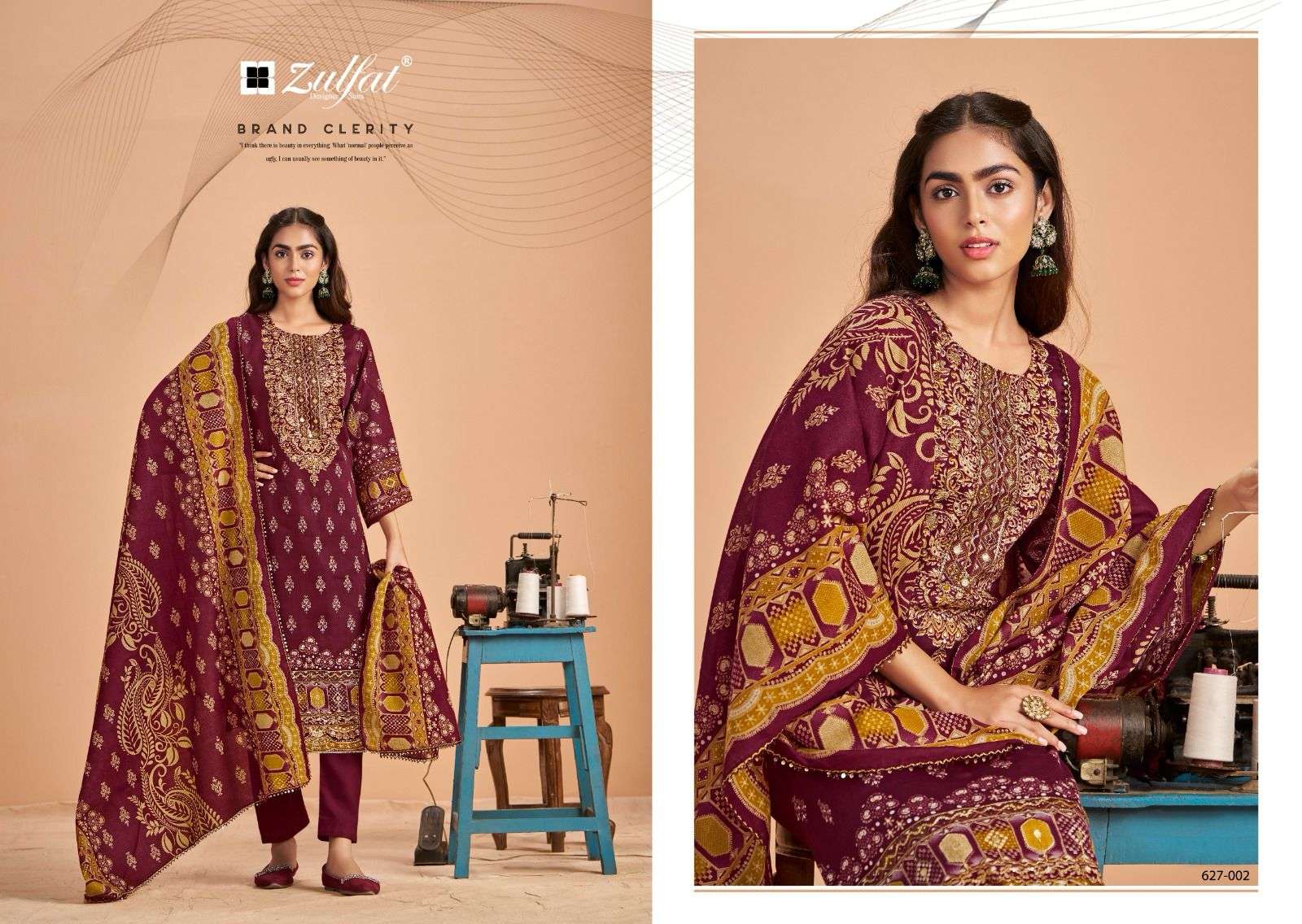 ZULFAT DESIGNER SUITS SAJNI VOL 5 JAM COTTON FANCY WORK SUIT