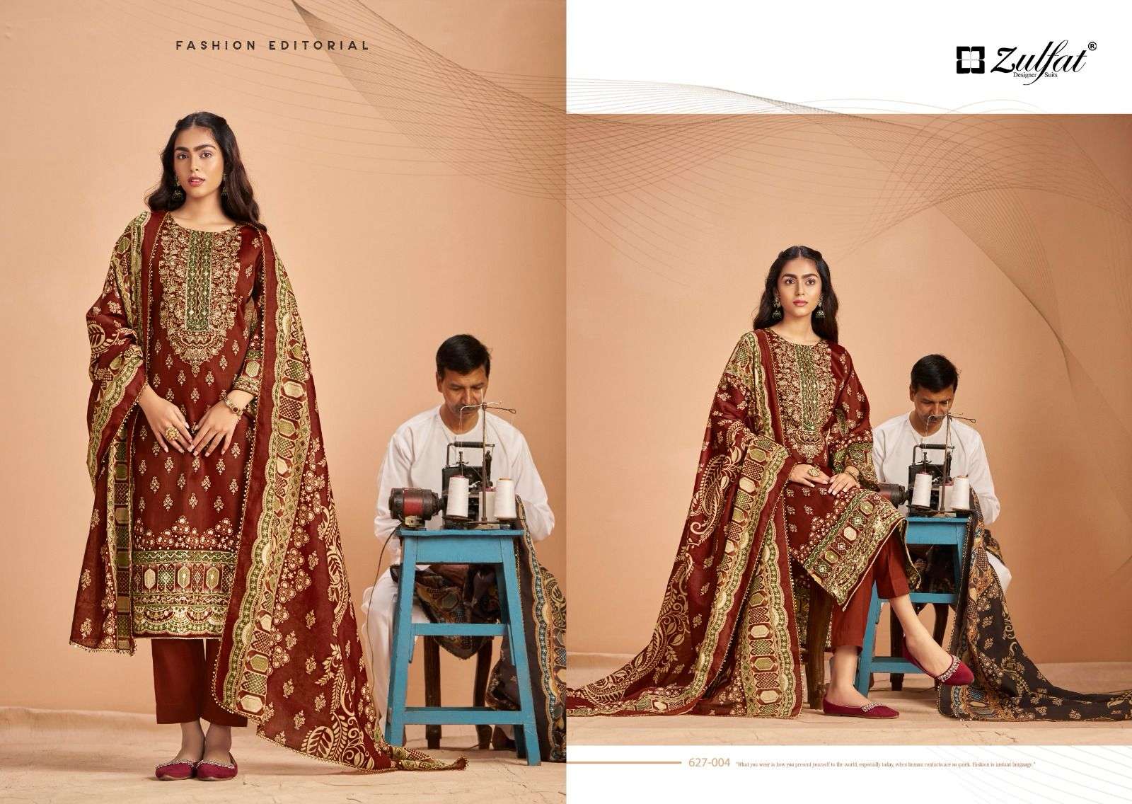 ZULFAT DESIGNER SUITS SAJNI VOL 5 JAM COTTON FANCY WORK SUIT