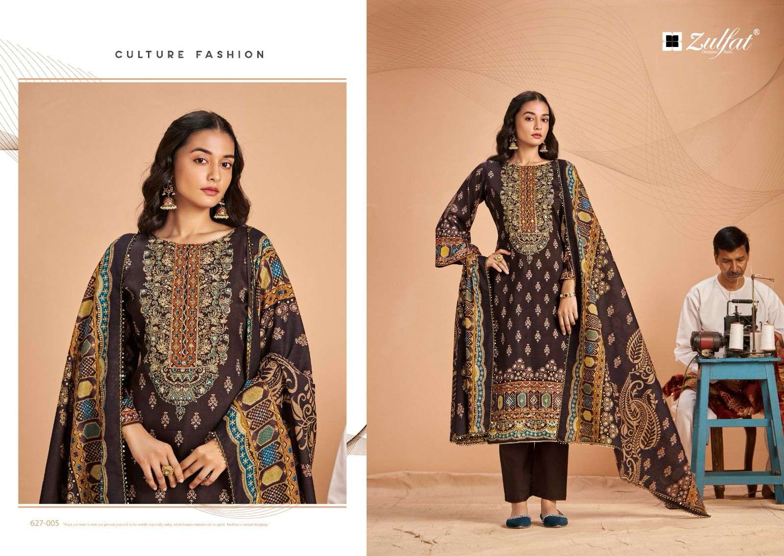 ZULFAT DESIGNER SUITS SAJNI VOL 5 JAM COTTON FANCY WORK SUIT