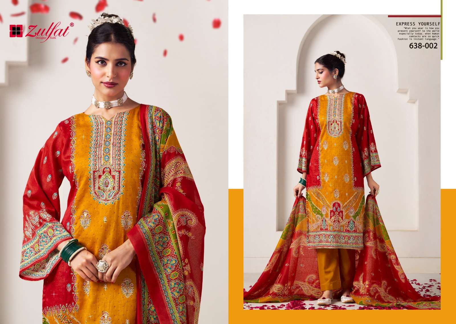 ZULFAT DESIGNER SUITS SAJNI VOL 6 JAM COTTON PRINT WITH FANCY WORK SUIT