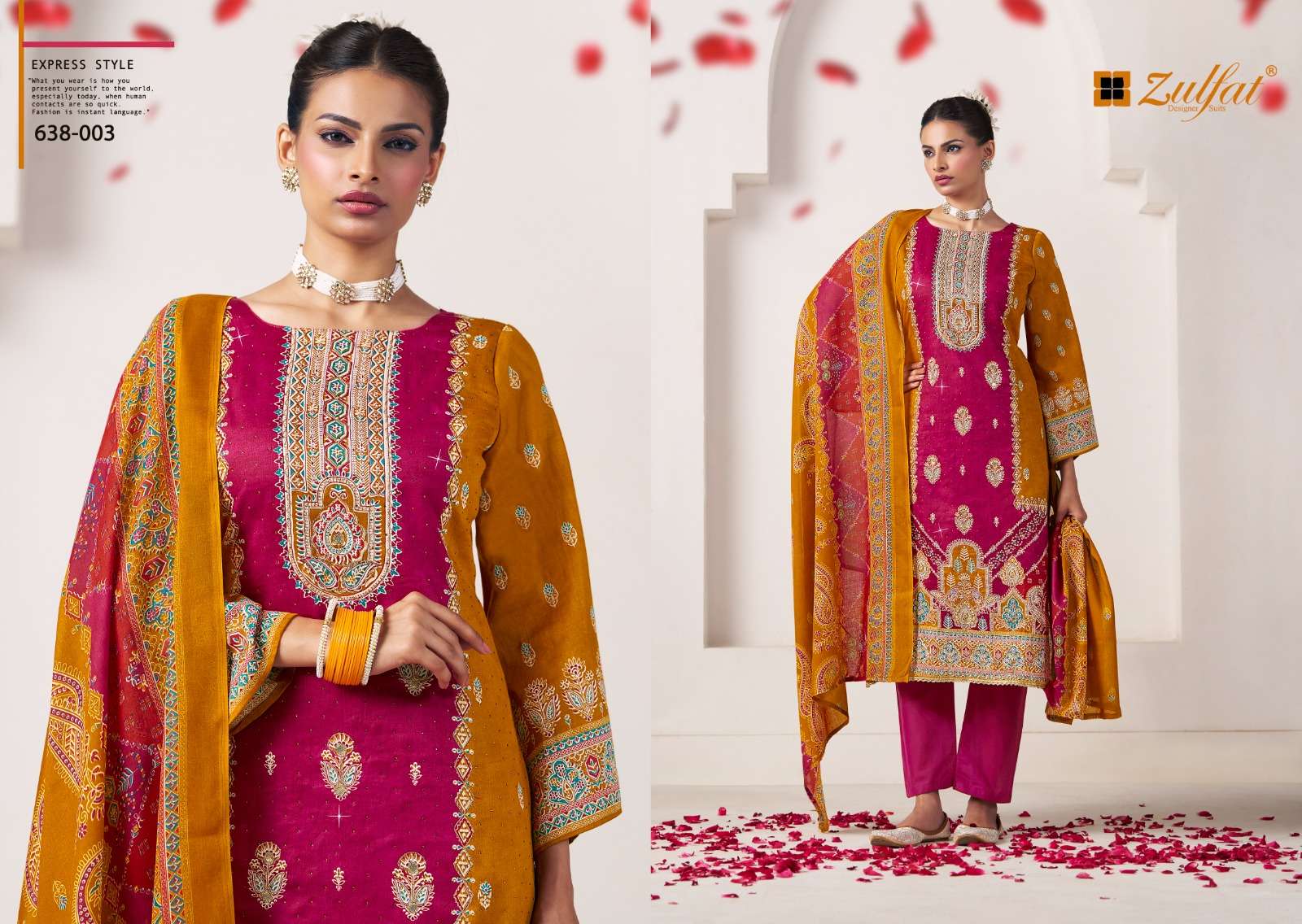 ZULFAT DESIGNER SUITS SAJNI VOL 6 JAM COTTON PRINT WITH FANCY WORK SUIT