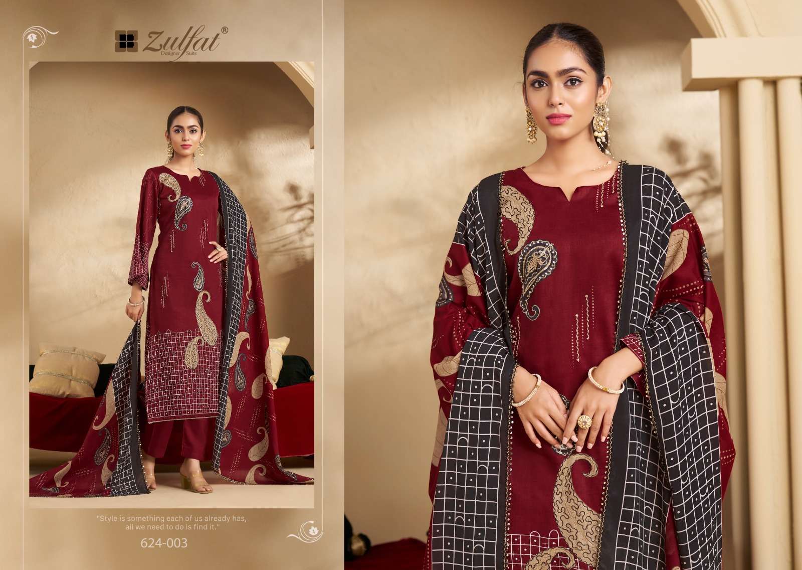 ZULFAT DESIGNER SUITS SANGINI VOL 5 JAM COTTON PRINT WITH FANCY WORK SUIT