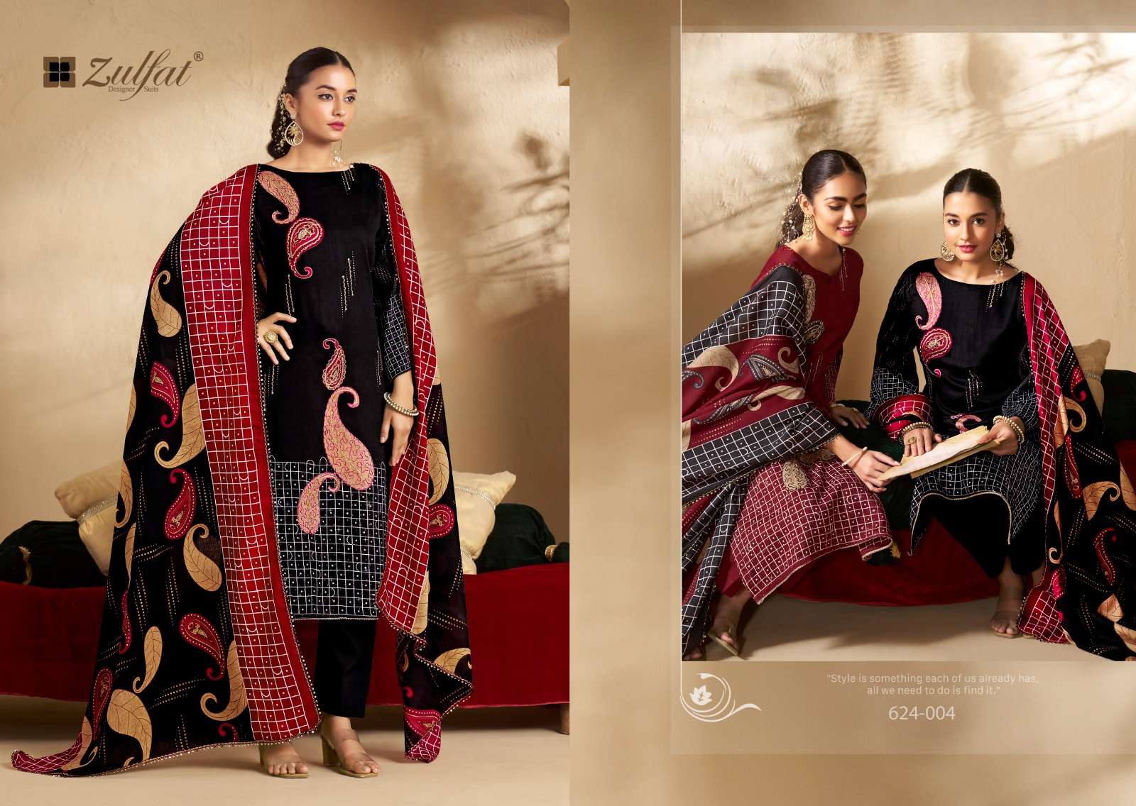 ZULFAT DESIGNER SUITS SANGINI VOL 5 JAM COTTON PRINT WITH FANCY WORK SUIT