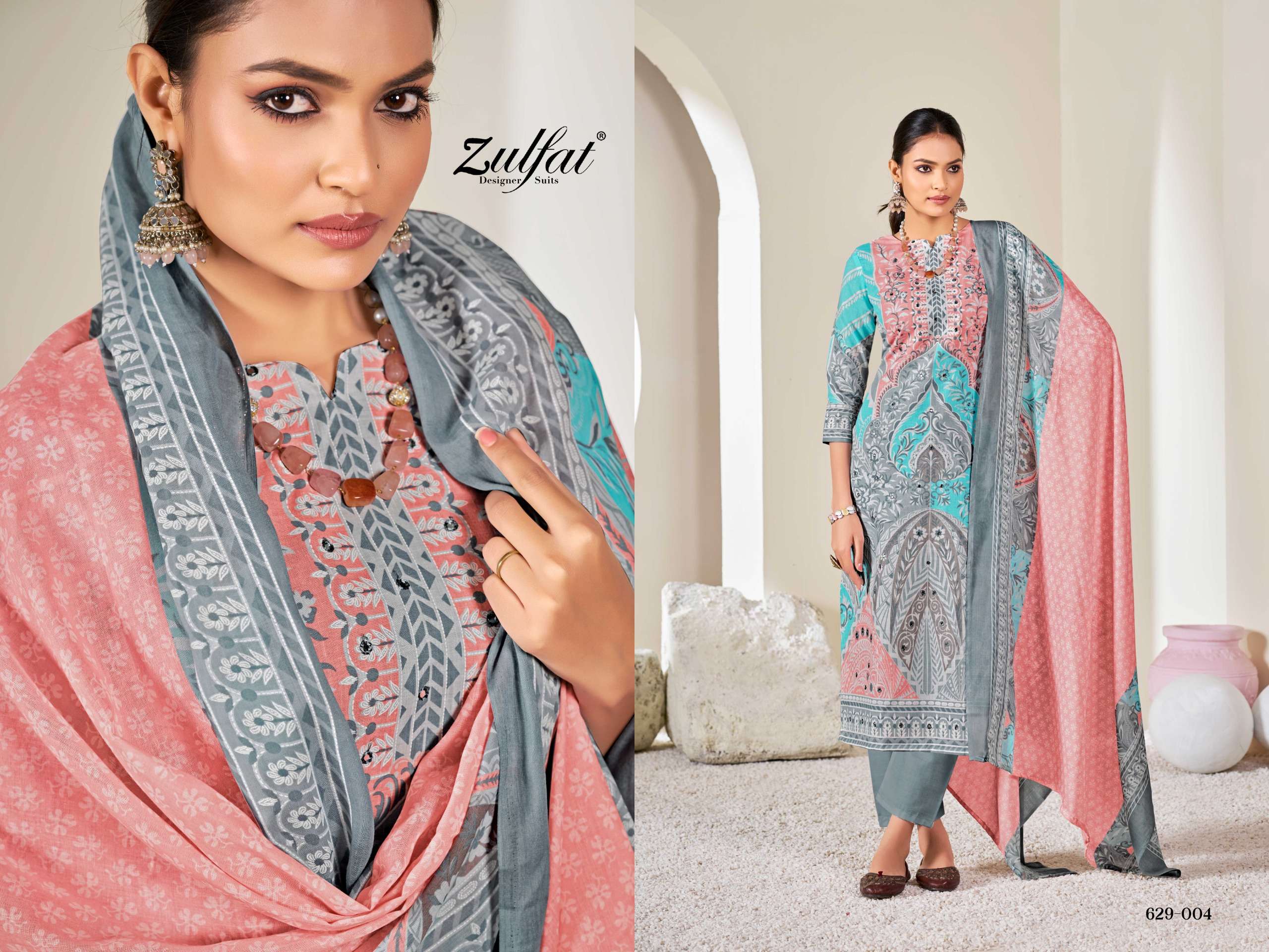 ZULFAT DESIGNER SUITS SUMMER SHINE COTTON PRINT SALWAR SUIT