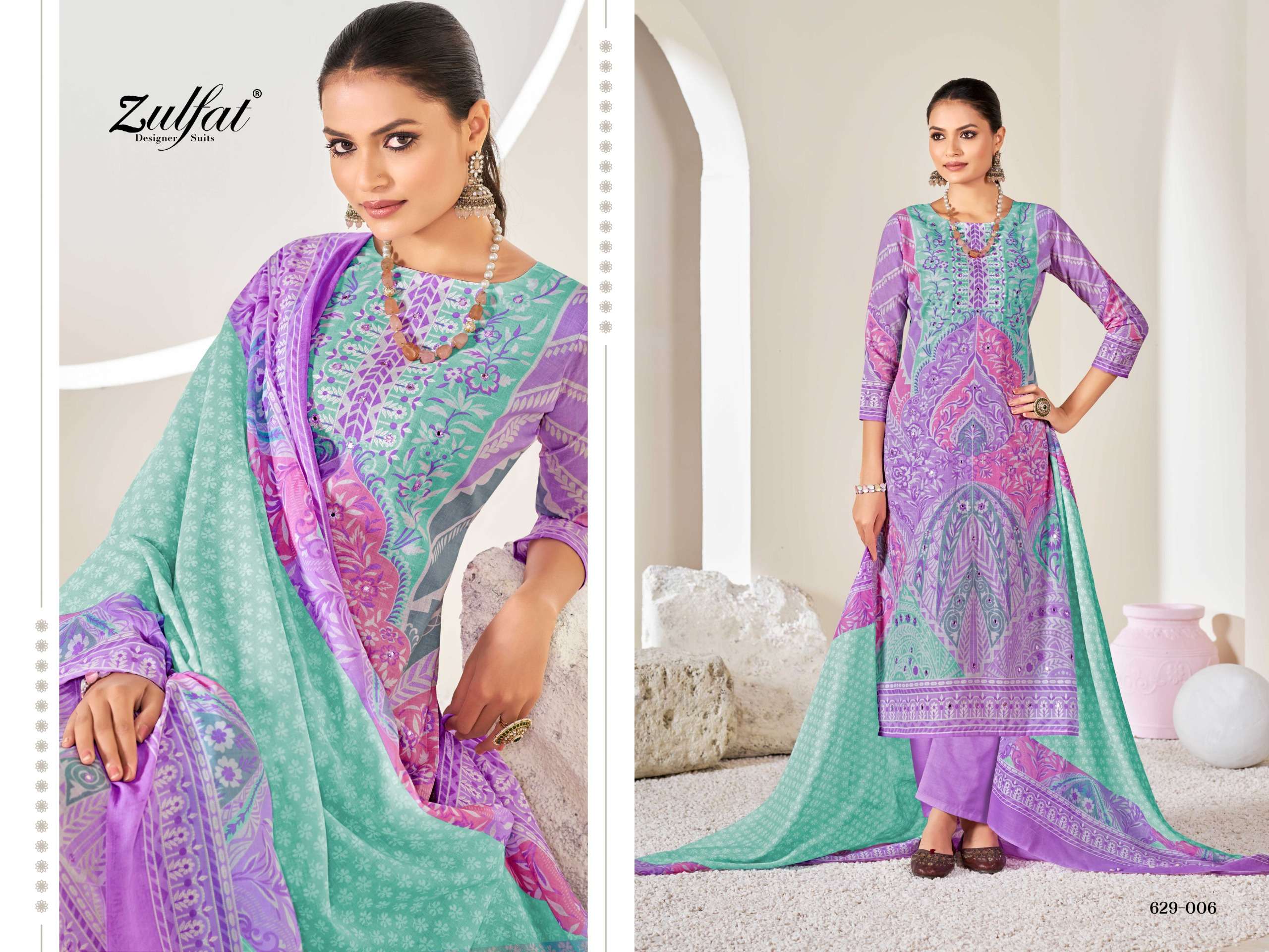 ZULFAT DESIGNER SUITS SUMMER SHINE COTTON PRINT SALWAR SUIT