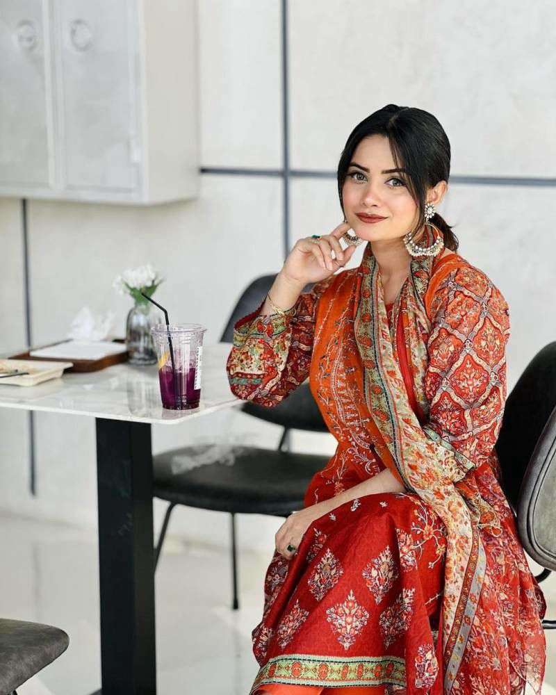 AASHA DESIGNER DESIGN NO - 1042 AB PURE COTTON PRINT HEAVY SELF EMBROIDERED PAKISTANI SALWAR SUIT