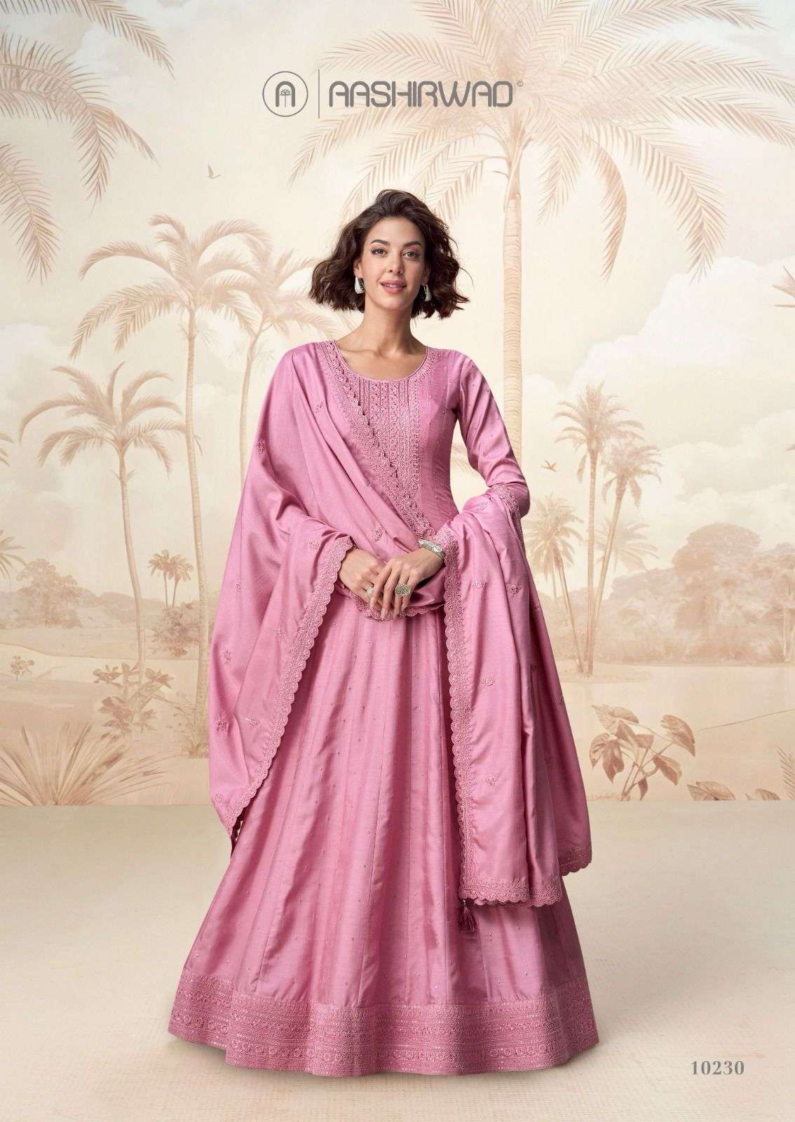 AASHIRWAD CREATION RAAGINI SILK WITH BEAUTIFUL DESIGNER PARTY WEAR GOWN DRESS