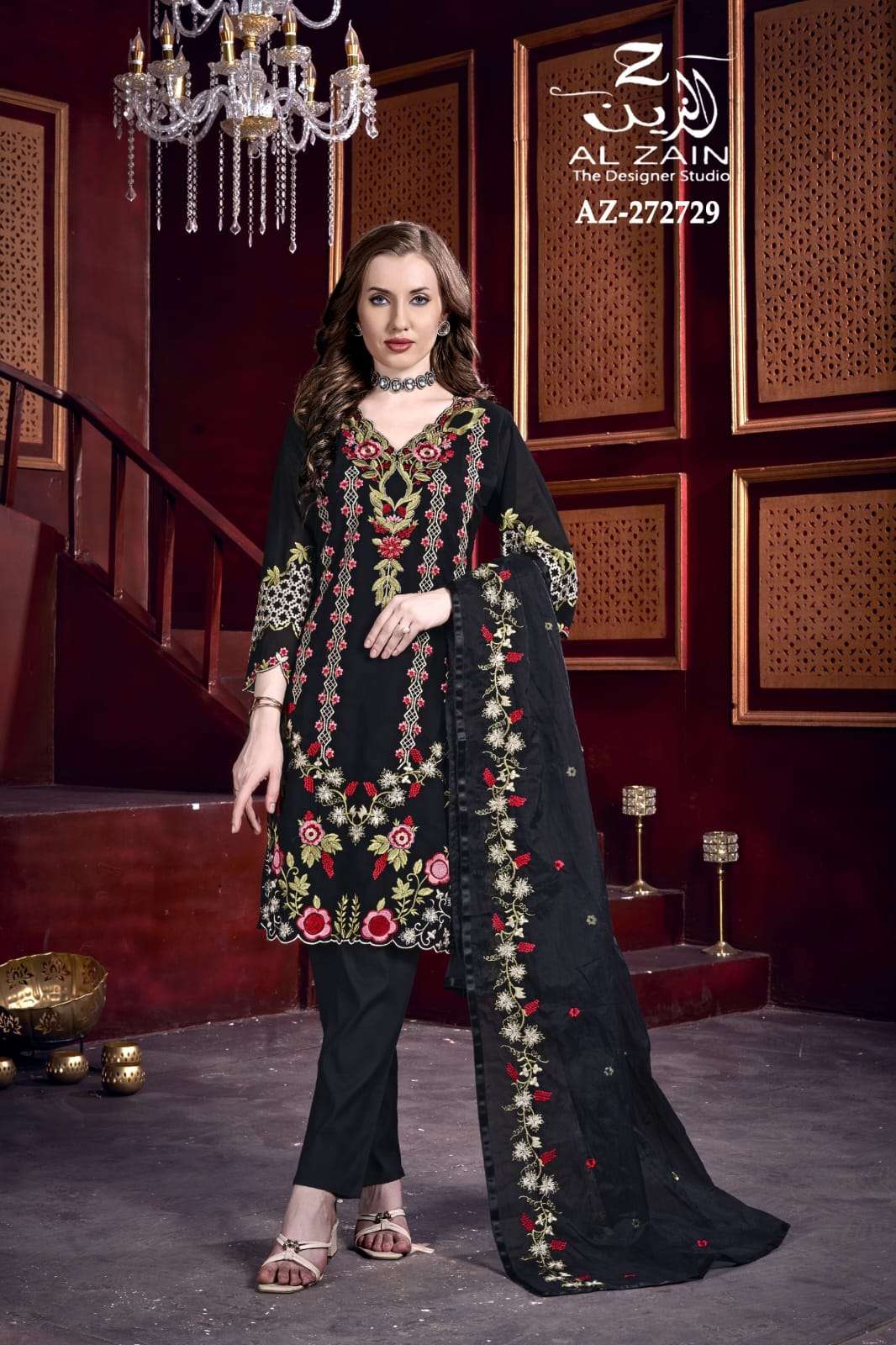 AL ZAIN D NO  272729 GEORGETTE BEAUTIFUL DESIGNER PAKISTANI STYLE SUIT