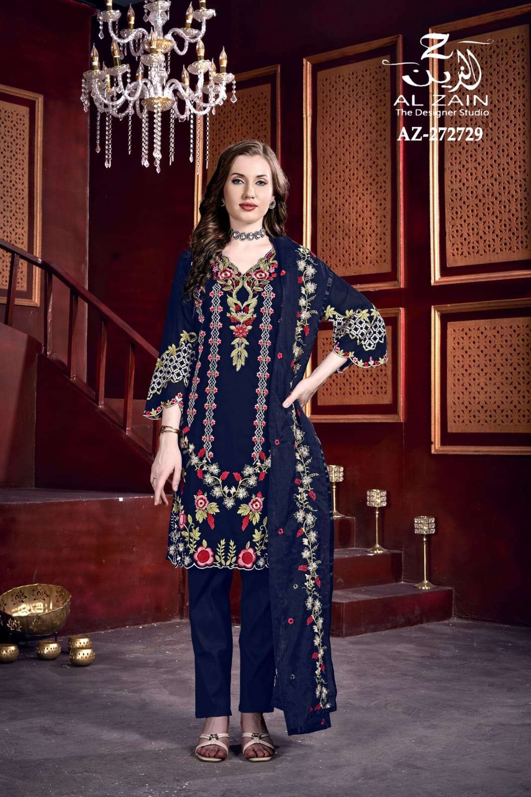 AL ZAIN D NO  272729 GEORGETTE BEAUTIFUL DESIGNER PAKISTANI STYLE SUIT