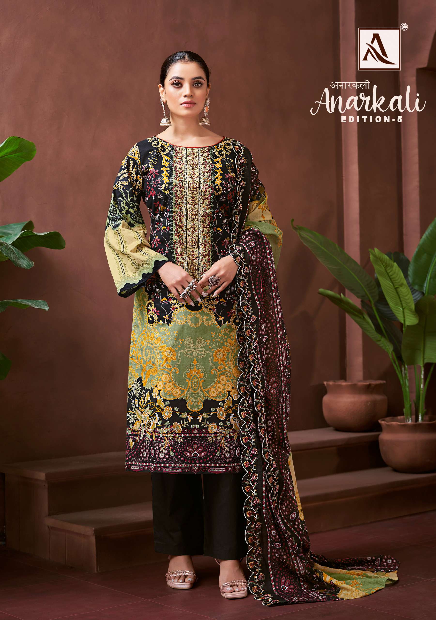 ALOK SUITS ANARKALI VOL 5 COTTON PRINT WITH FANCY EMBROIDERY WORK SUIT