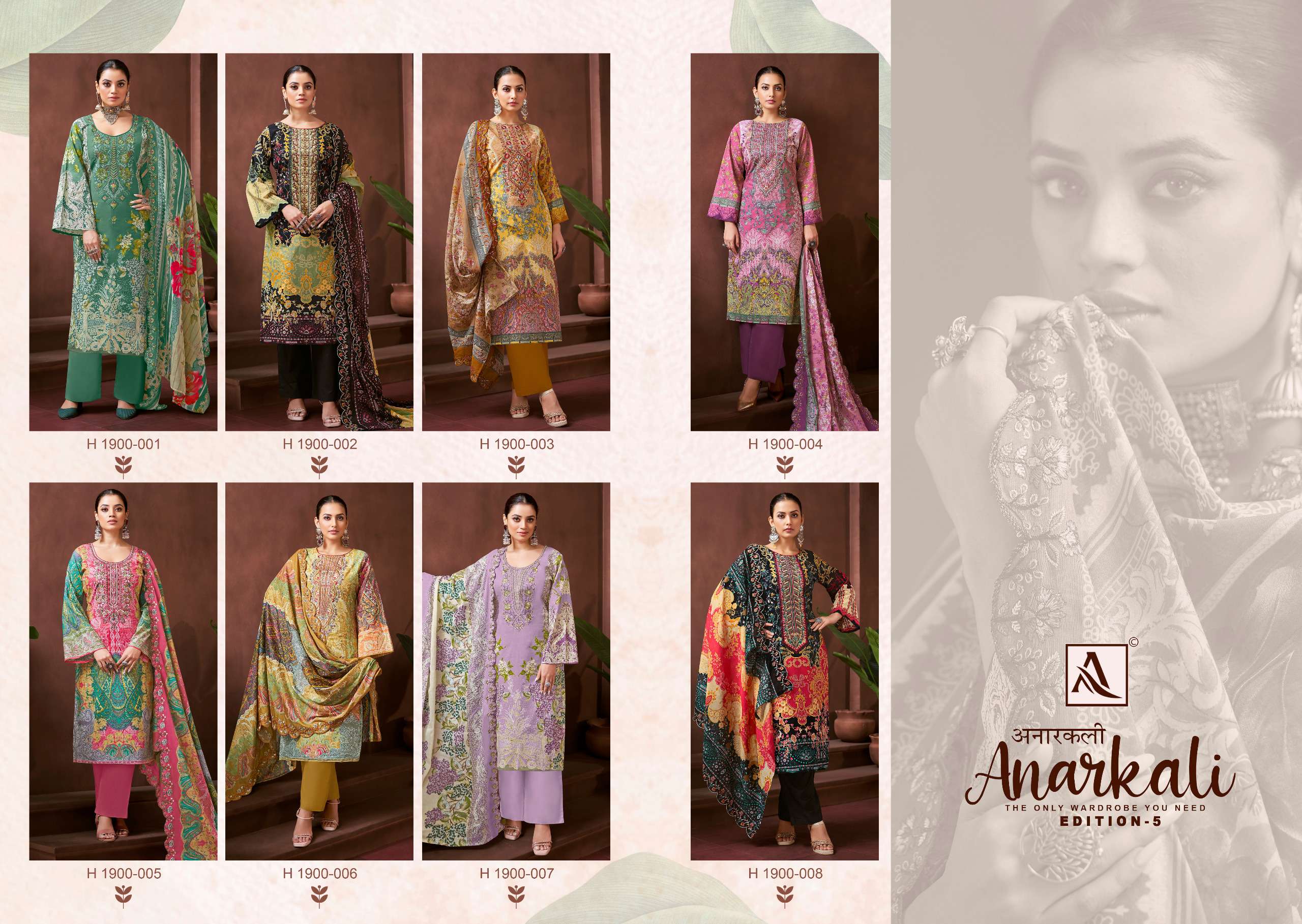 ALOK SUITS ANARKALI VOL 5 COTTON PRINT WITH FANCY EMBROIDERY WORK SUIT