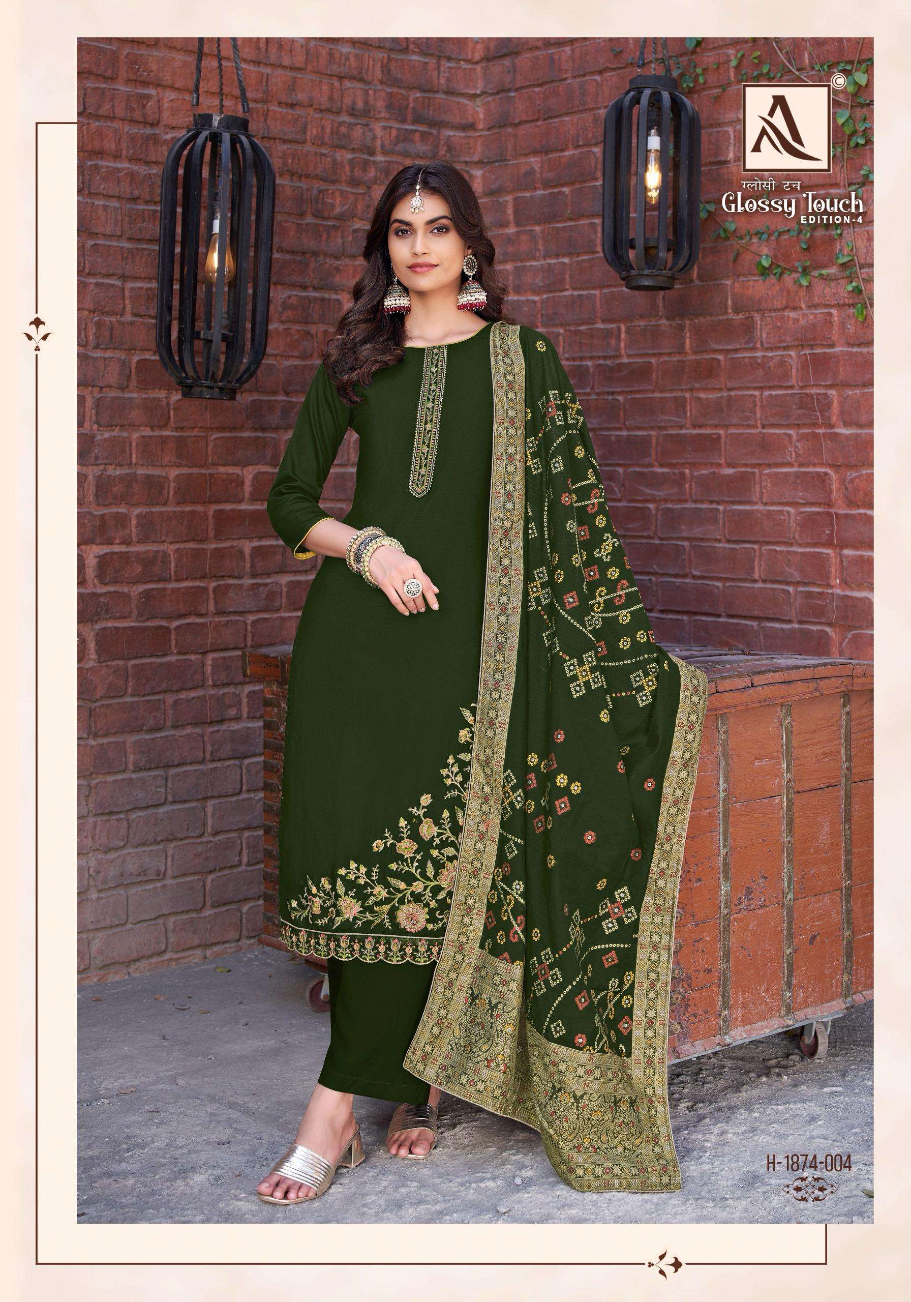 ALOK SUITS GLOSSY TOUCH EDITION 4 JAM COTTON EMBROIDERY WORK SUIT