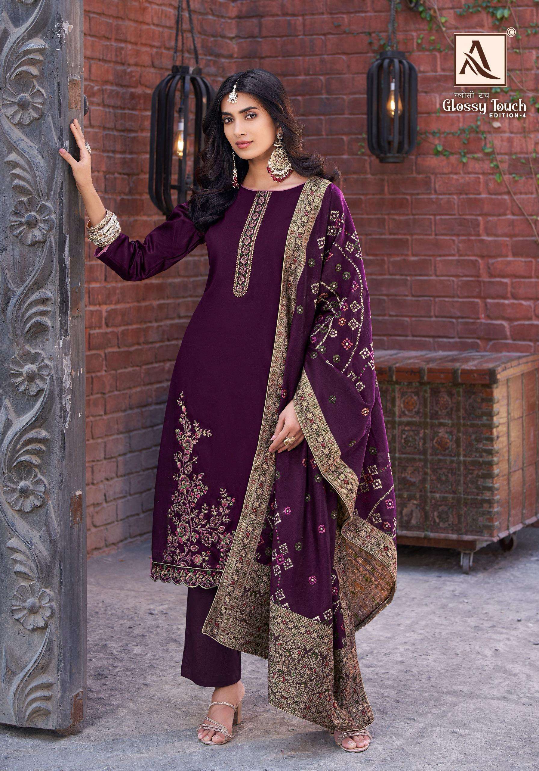 ALOK SUITS GLOSSY TOUCH EDITION 4 JAM COTTON EMBROIDERY WORK SUIT
