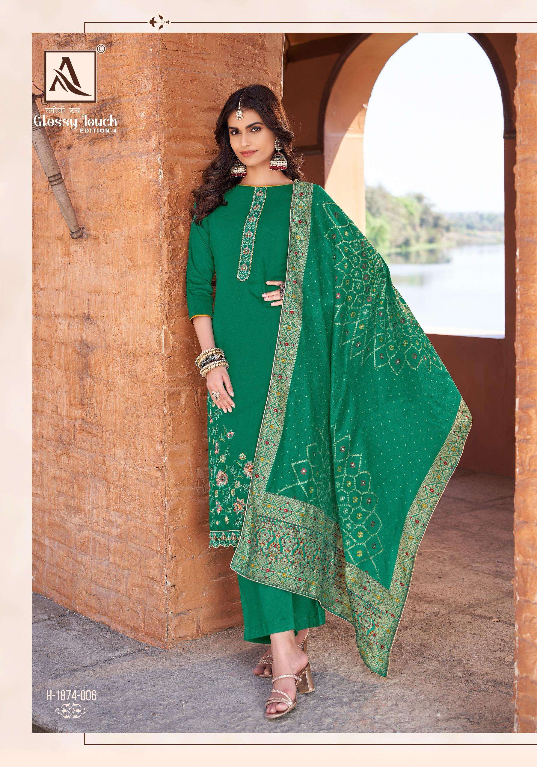 ALOK SUITS GLOSSY TOUCH EDITION 4 JAM COTTON EMBROIDERY WORK SUIT