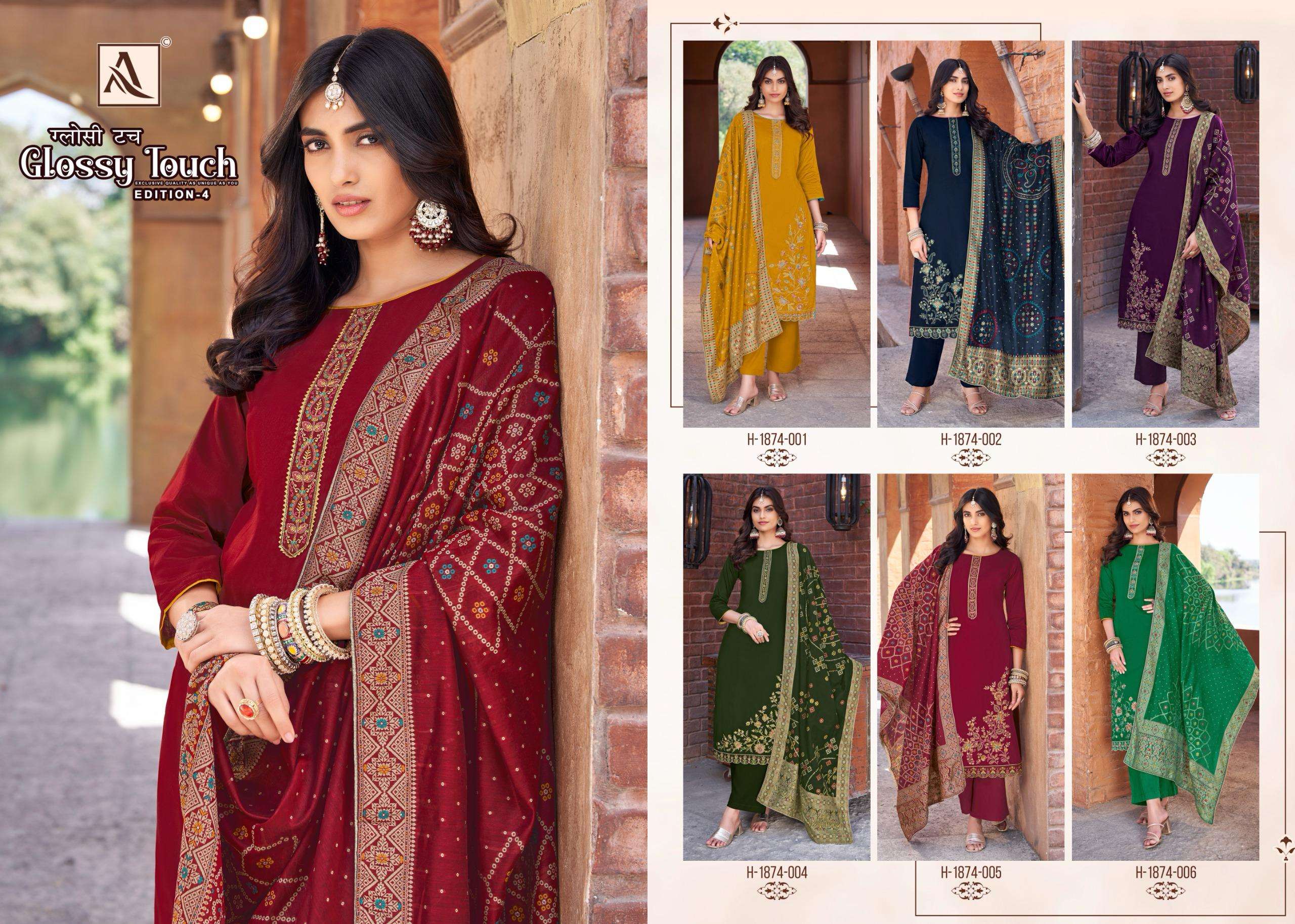 ALOK SUITS GLOSSY TOUCH EDITION 4 JAM COTTON EMBROIDERY WORK SUIT