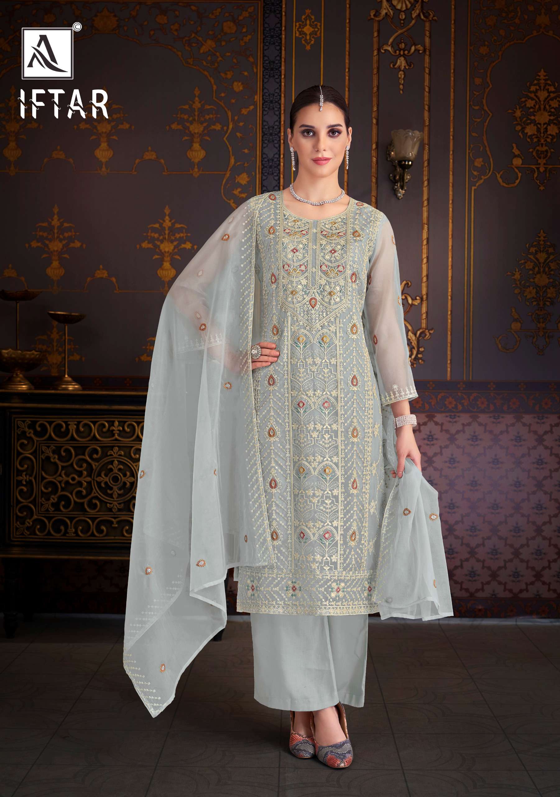 ALOK SUITS IFTAR ORGANZA FANCY EMBROIDERY WORK SUIT
